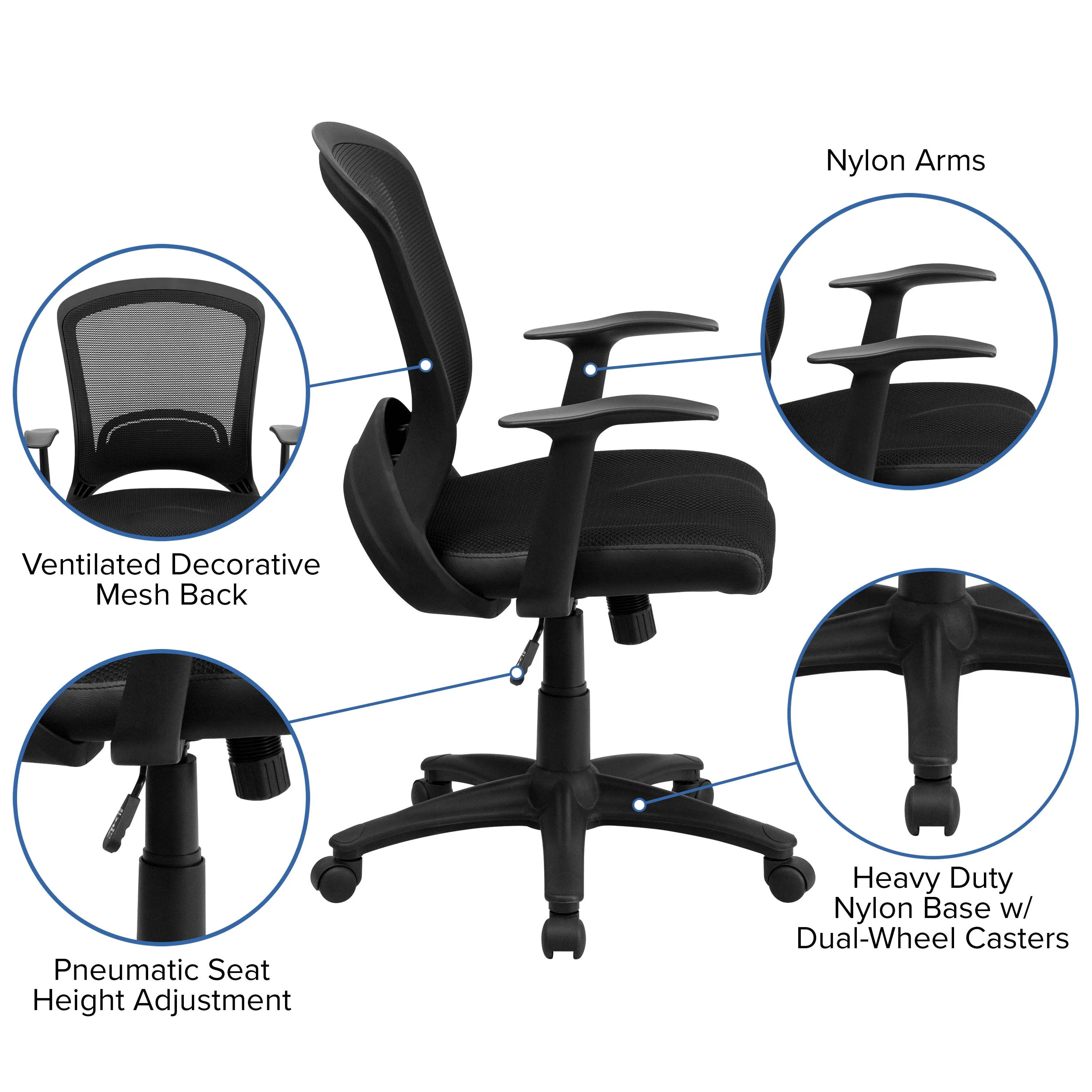 Black Mid-Back Task Chair HL-0007-GG