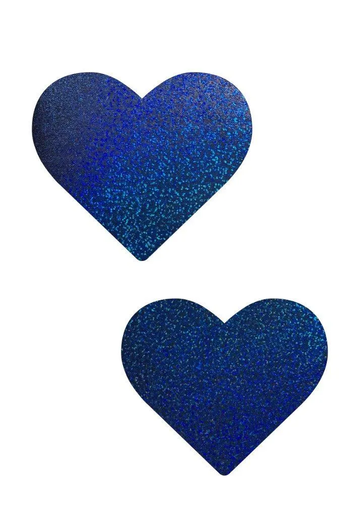 Blue Sparkly Jewel Heart Pasties