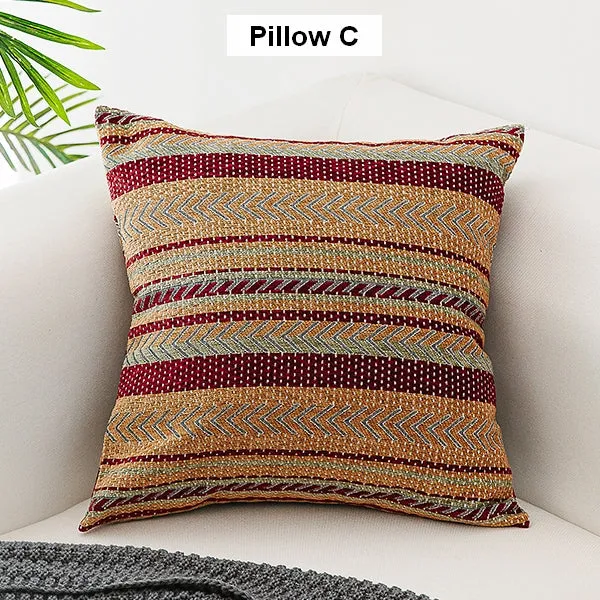 Bohemian Decorative Sofa Pillows, Geometric Pattern Chenille Throw Pillow for Couch, Decorative Throw Pillows