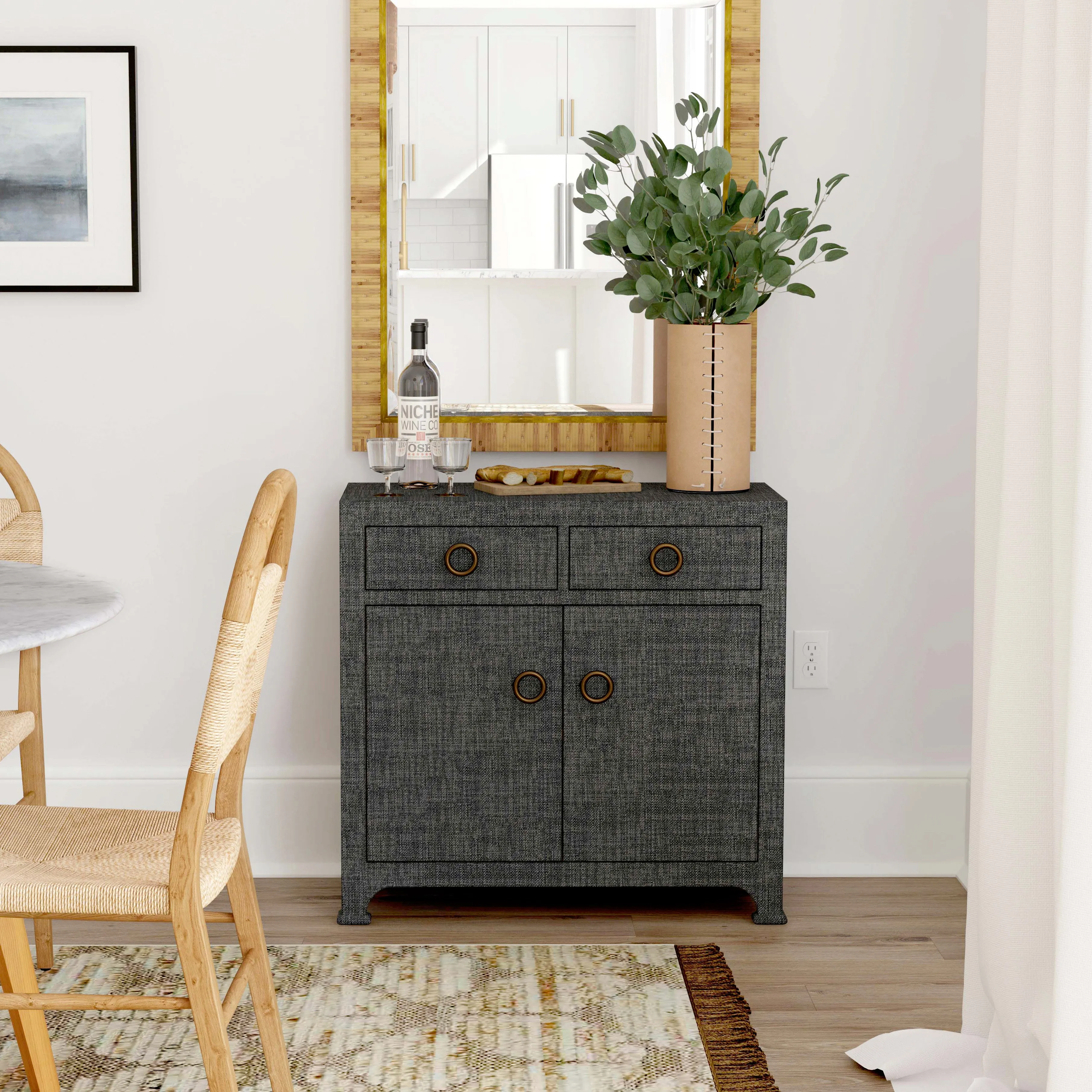 Chatham 2-Drawer Raffia Cabinet in Charcoal  9151420