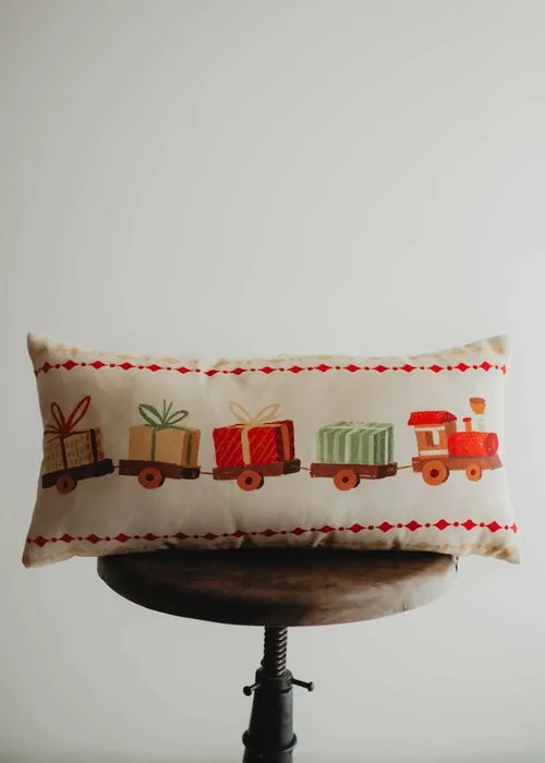 Christmas Gift Train | Throw Pillow Cover | 20x10 | Decorative Pillows