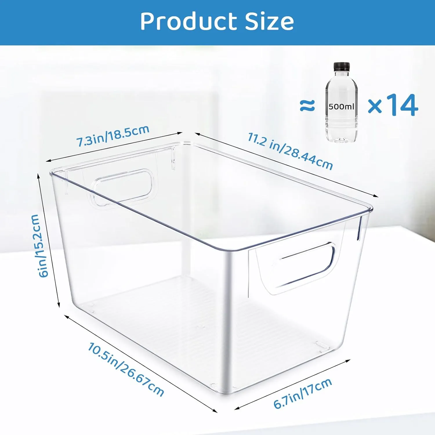 Clear, Stackable 8 Pack Storage Bins with Handle - GOMINIMO