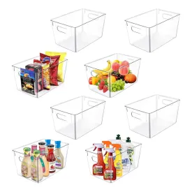 Clear, Stackable 8 Pack Storage Bins with Handle - GOMINIMO