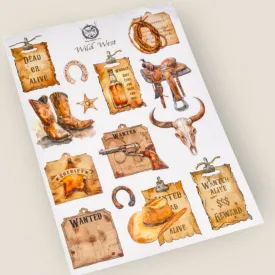 CoraCreaCrafts Sticker Sheet - Wild West