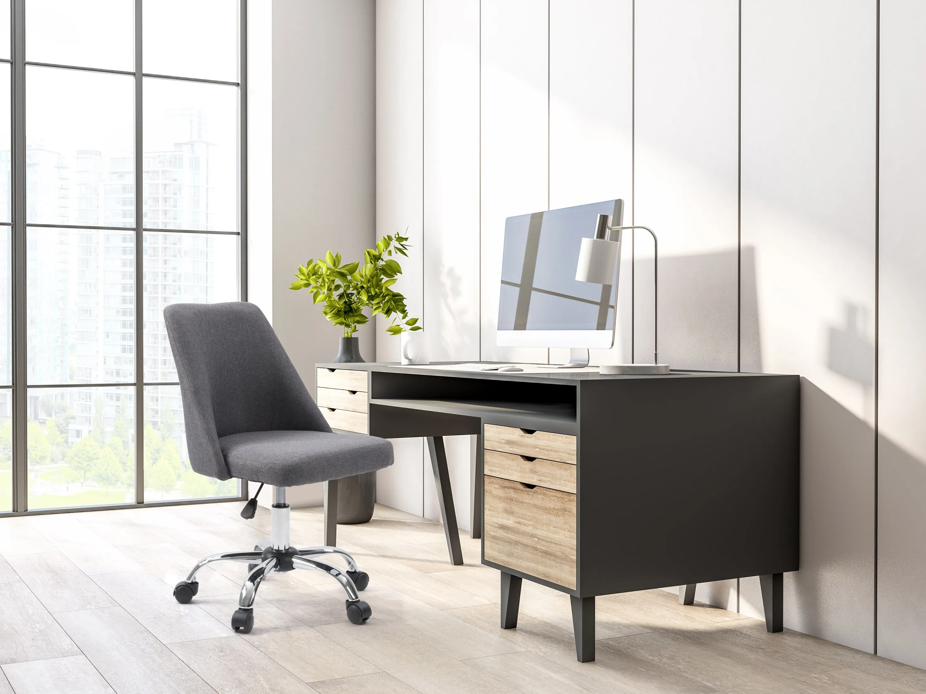 Dark Grey Armless Office Chair