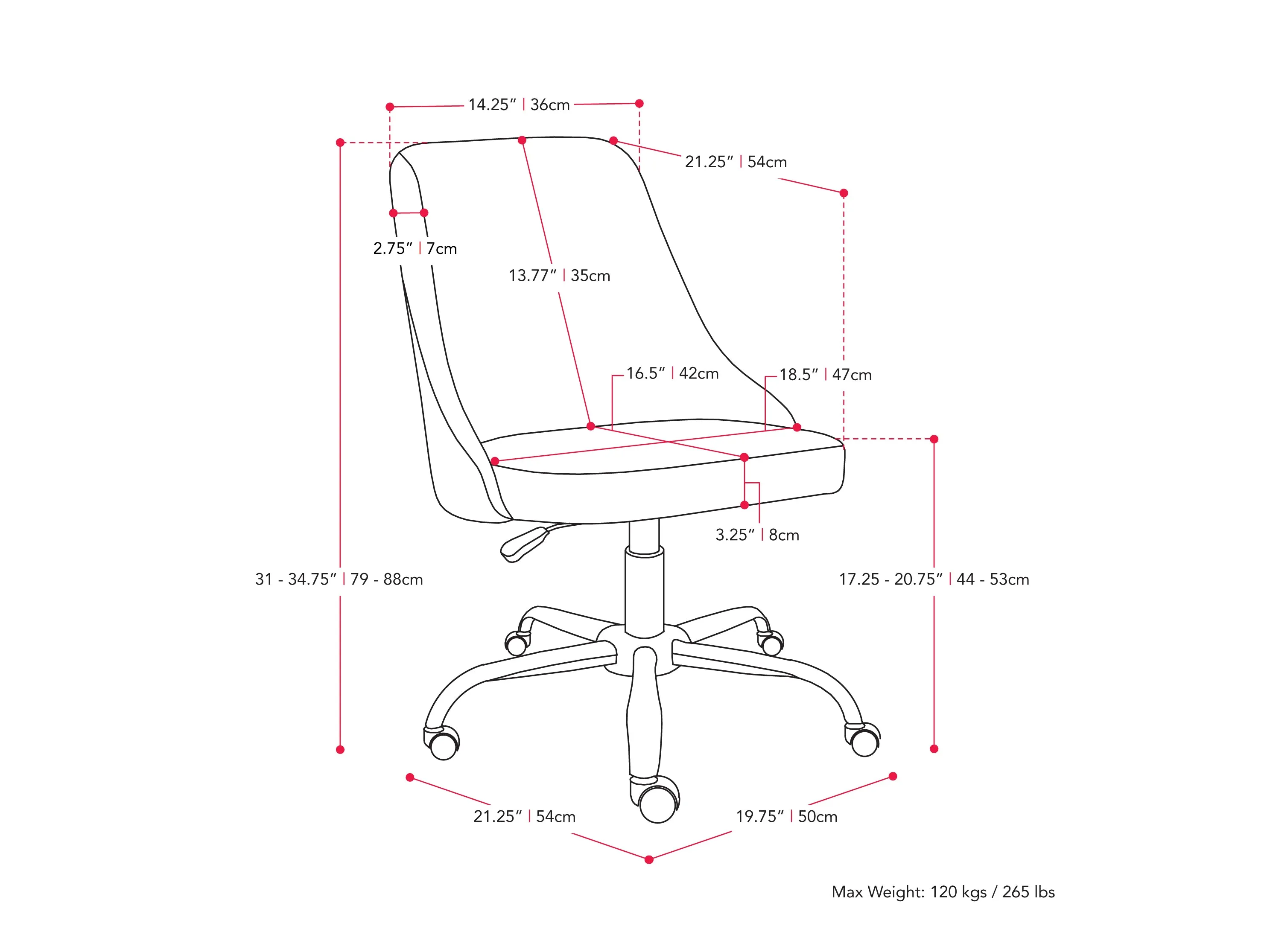 Dark Grey Armless Office Chair