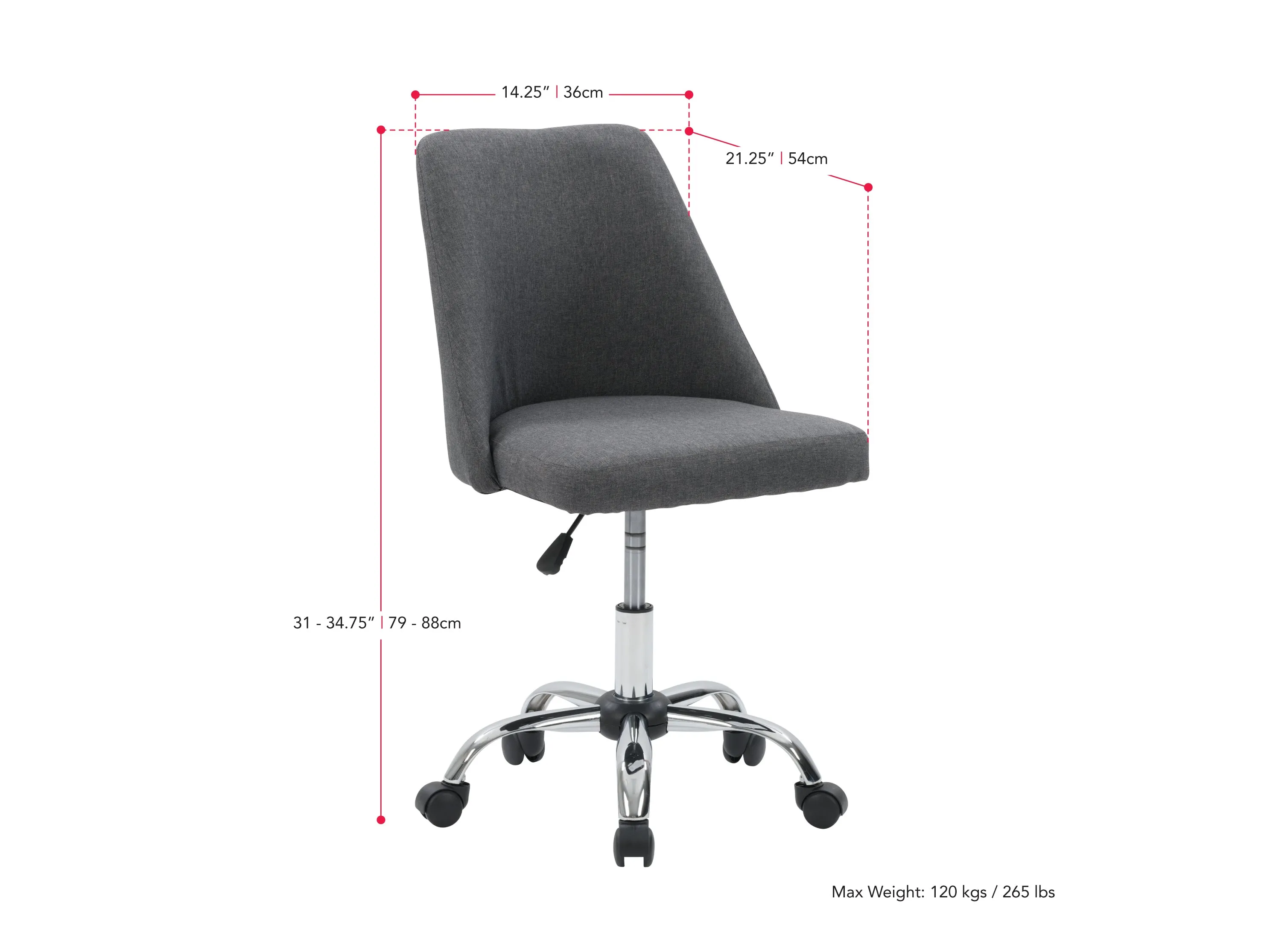 Dark Grey Armless Office Chair