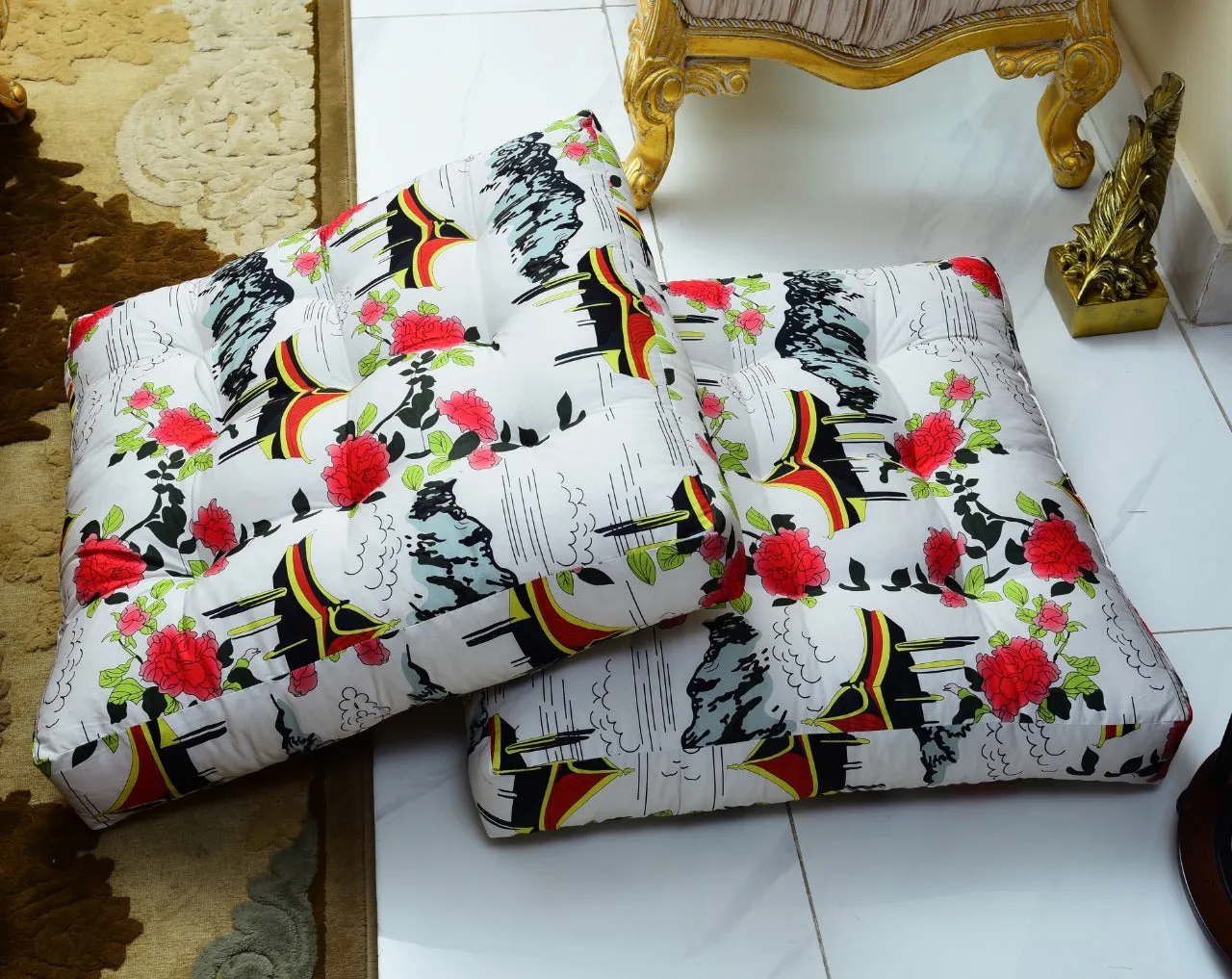 Digital Printed Square Floor Cushions-Angels Era