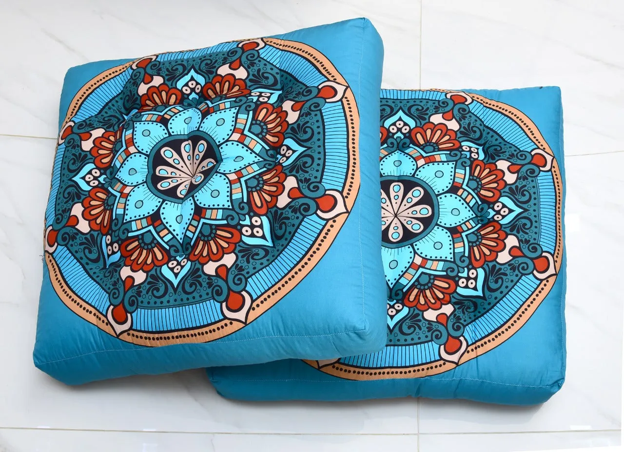 Digital Printed Square Floor Cushions-Boho