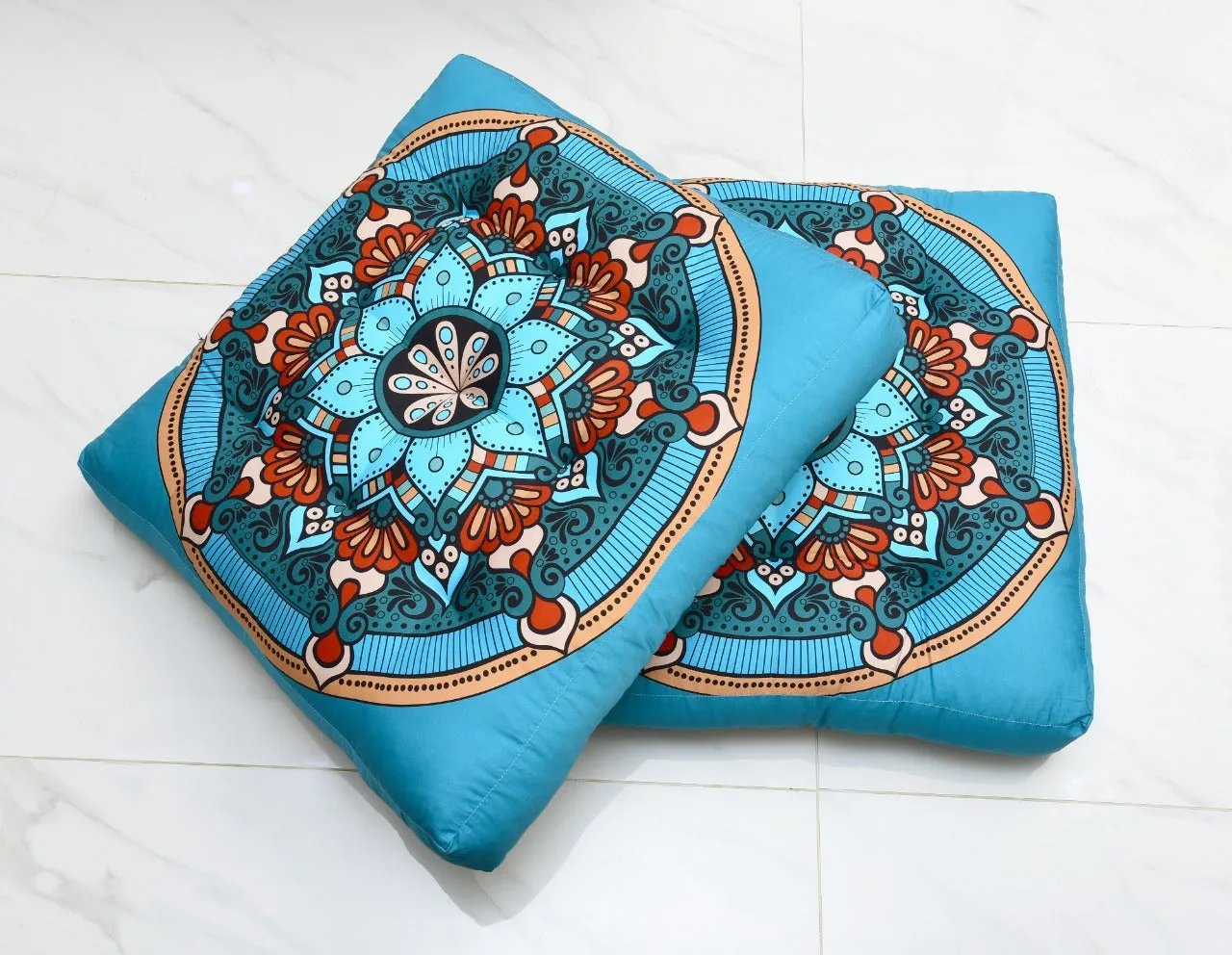 Digital Printed Square Floor Cushions-Boho