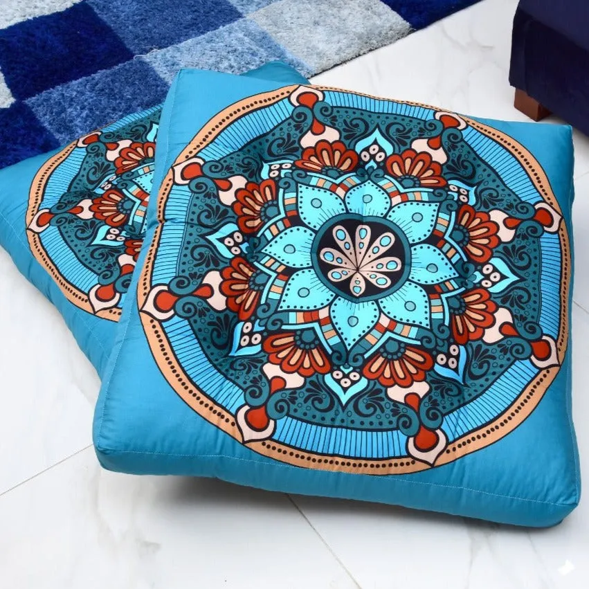 Digital Printed Square Floor Cushions-Boho