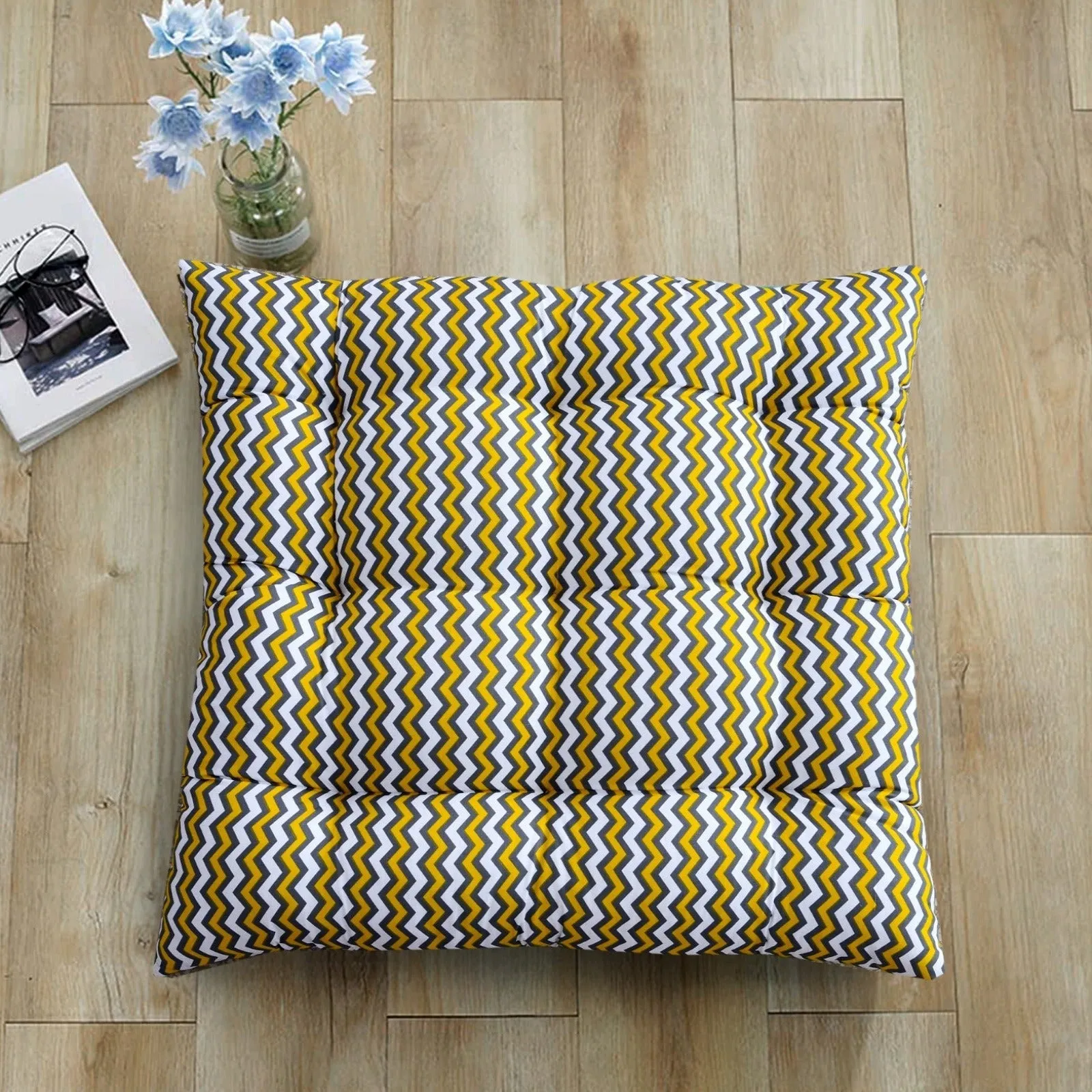 Digital Printed Square Floor Cushions- Chevrons