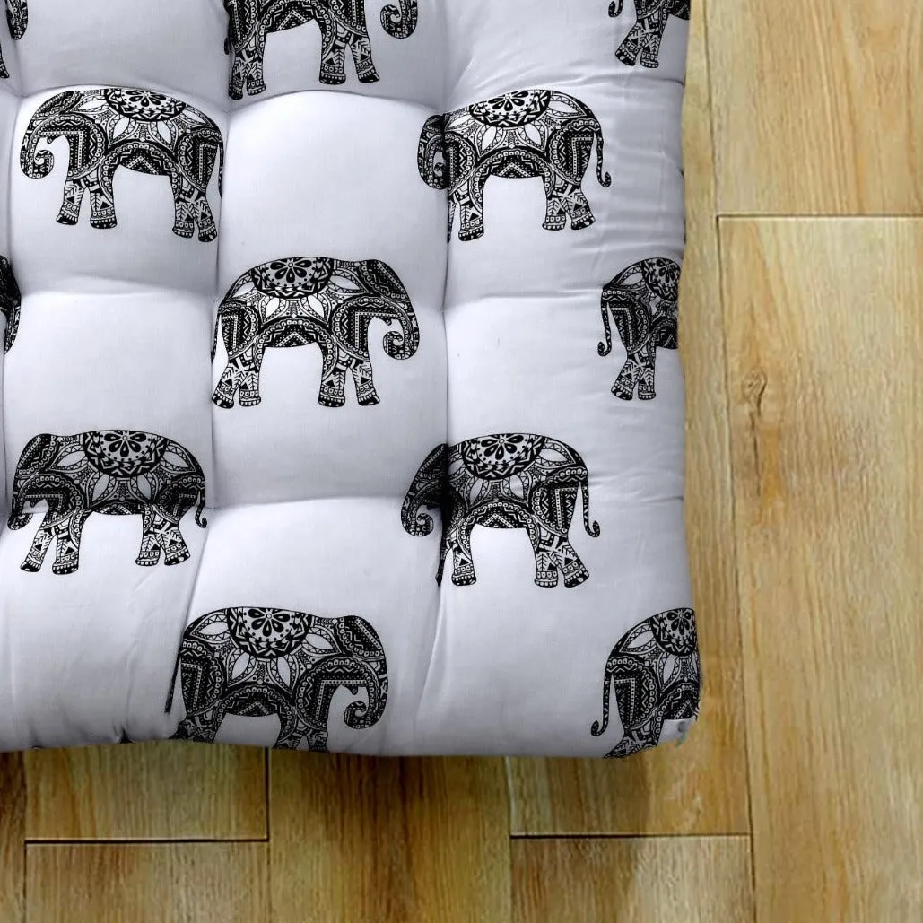 Digital Printed Square Floor Cushions- Elephants