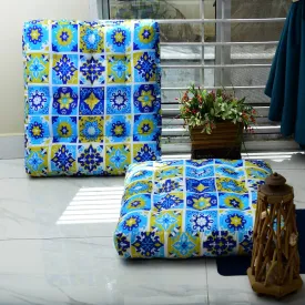 Digital Printed Square Floor Cushions-Patch Art