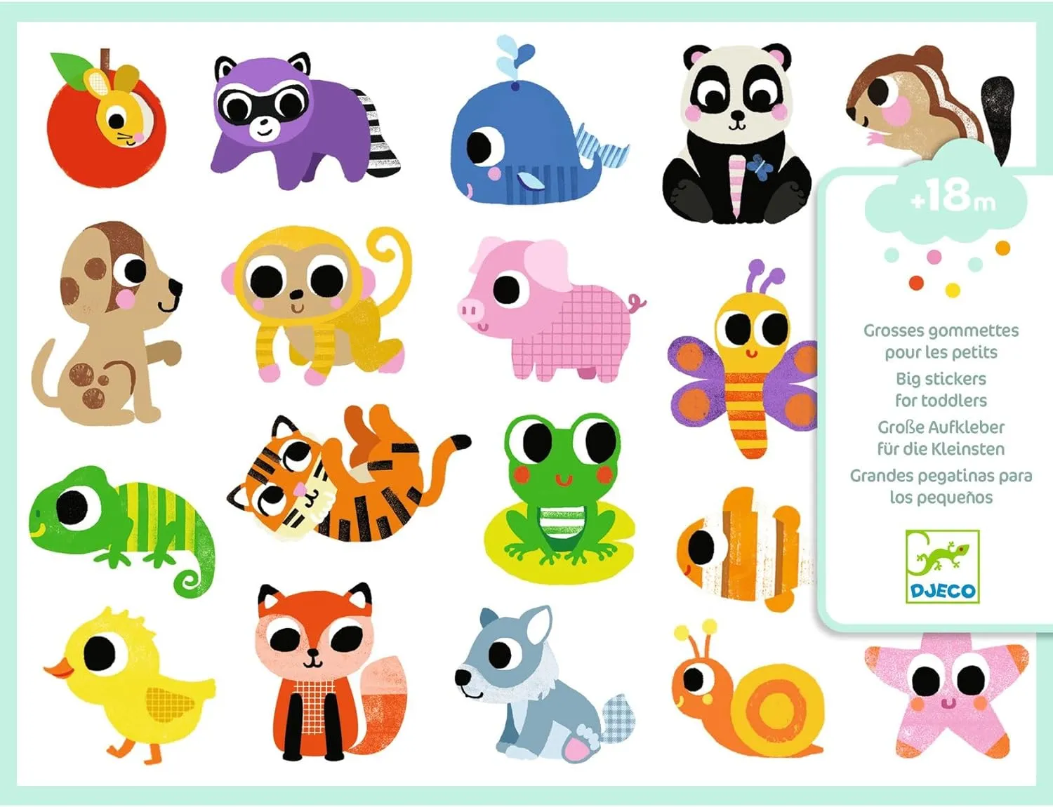 Djeco DJ09084 Big Stickers Baby Animals