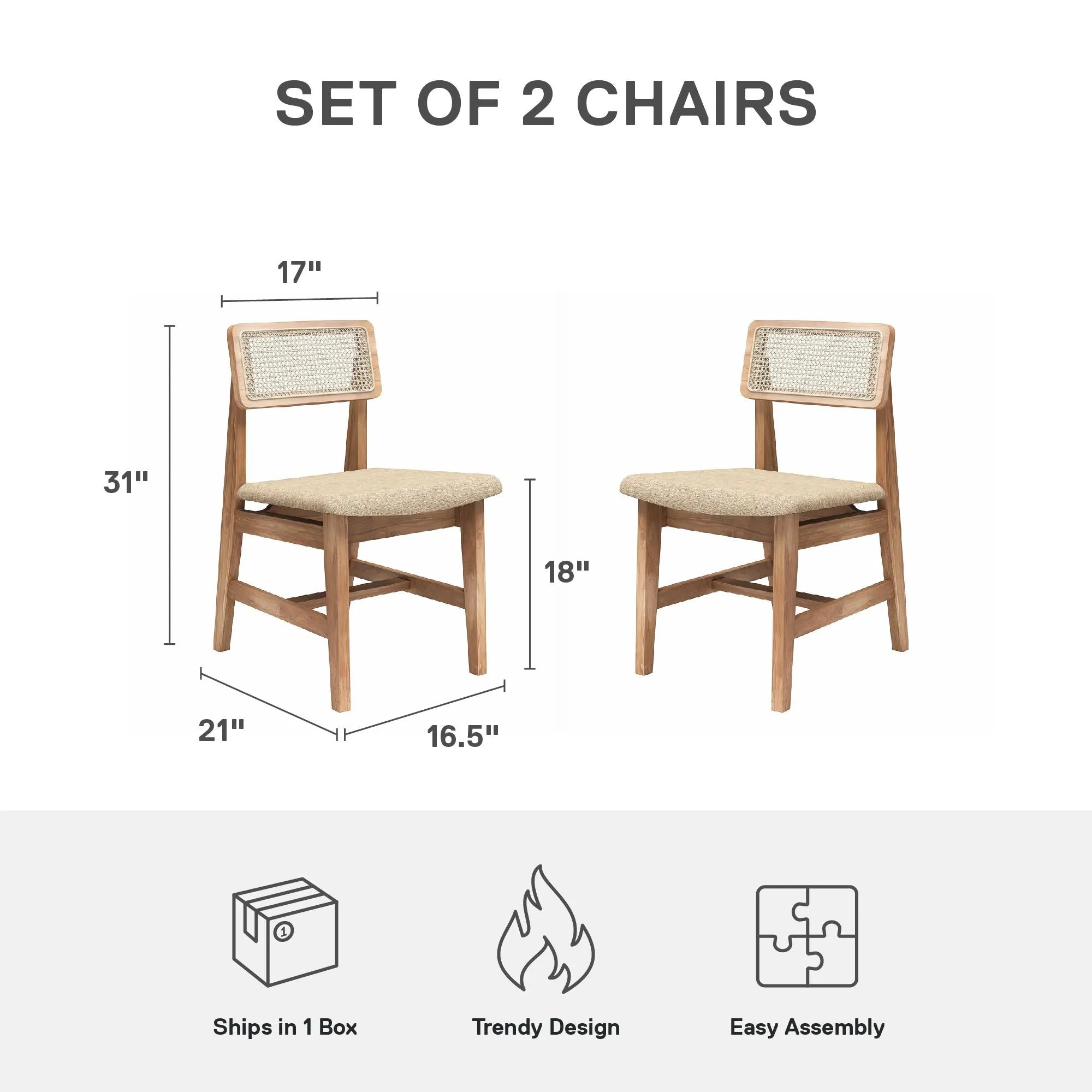 Eleni Cane Dining Chairs, Set of 2