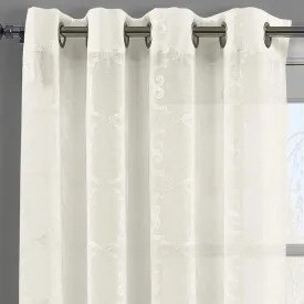 Embroidered Melanie Grommet Top Sheer Curtain Pair (Set of 2 )