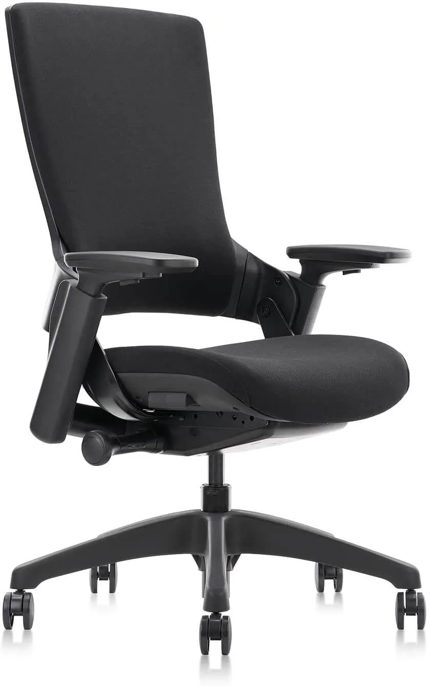 Ergonomic High Swivel Executive Chair with Adjustable Height 3D Arm Rest & Fabric Back, Black