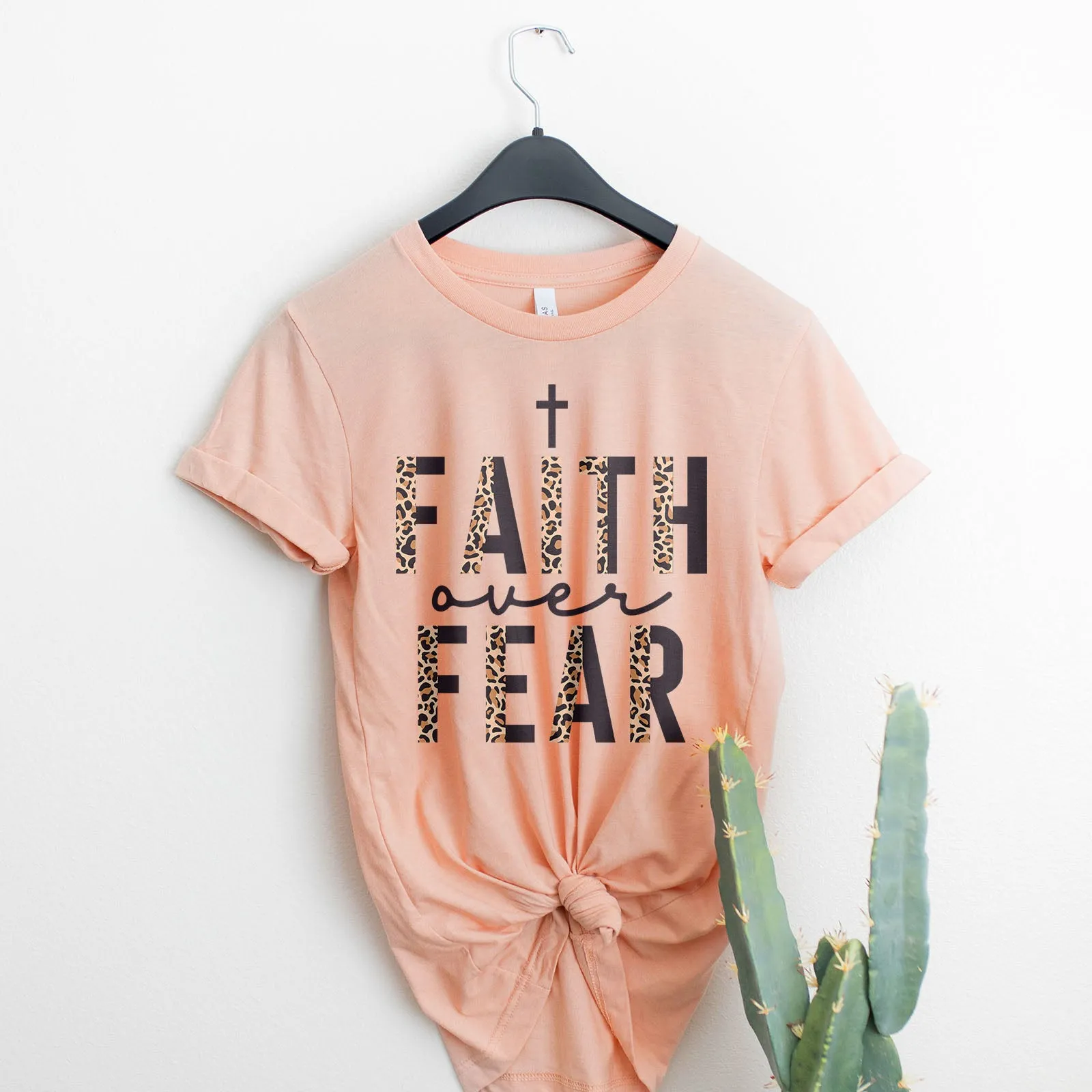 Faith Over Fear Half Leopard Black Tee