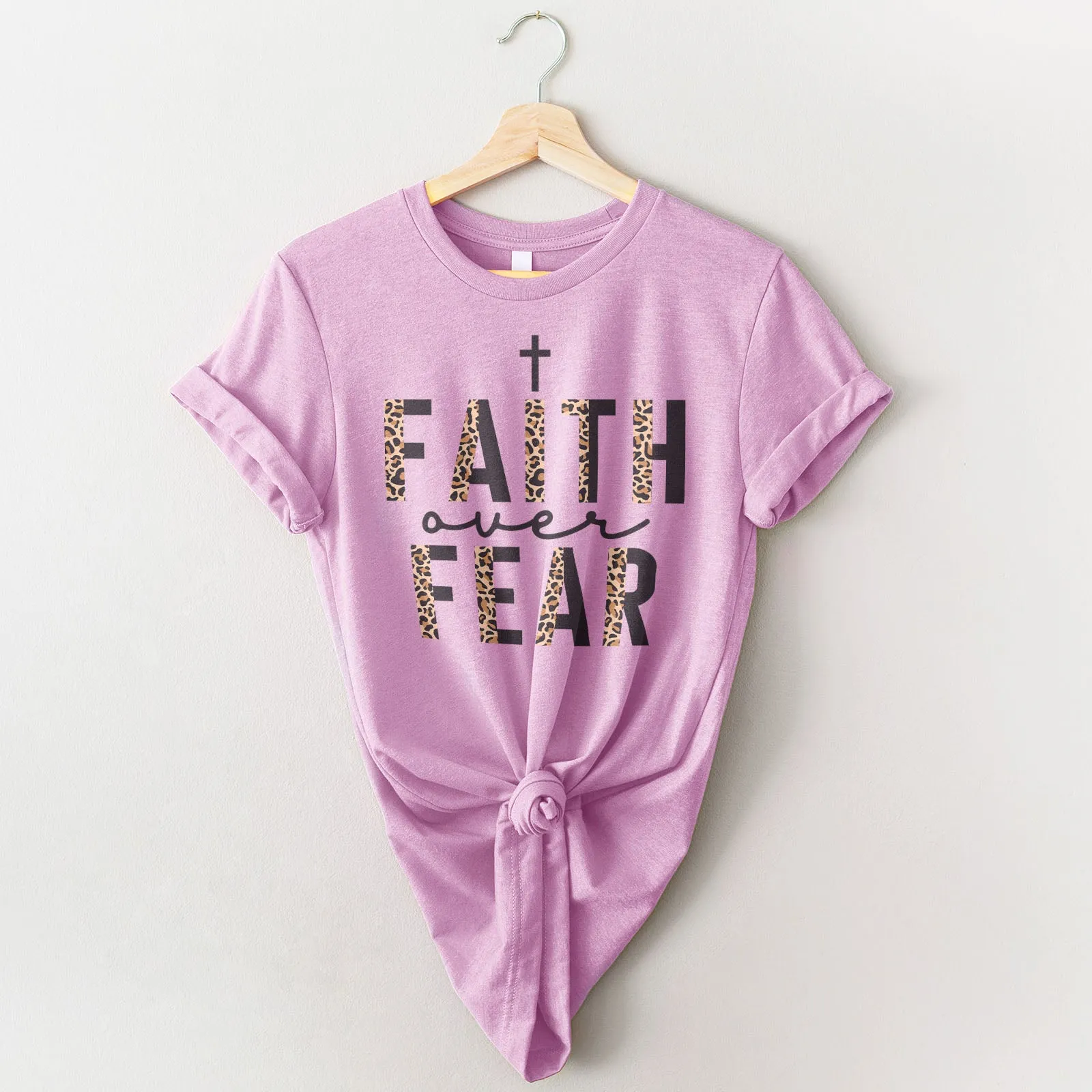 Faith Over Fear Half Leopard Black Tee