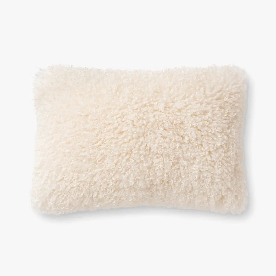 Faux Fur Throw Pillow- Ivory