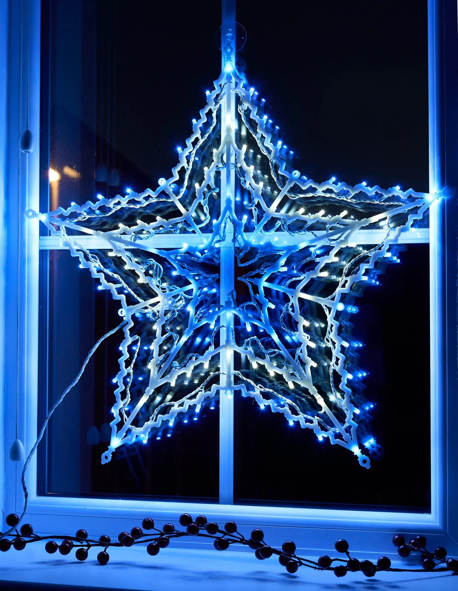 Festive Star LED Window Light ‚ Blue & White Christmas Decoration