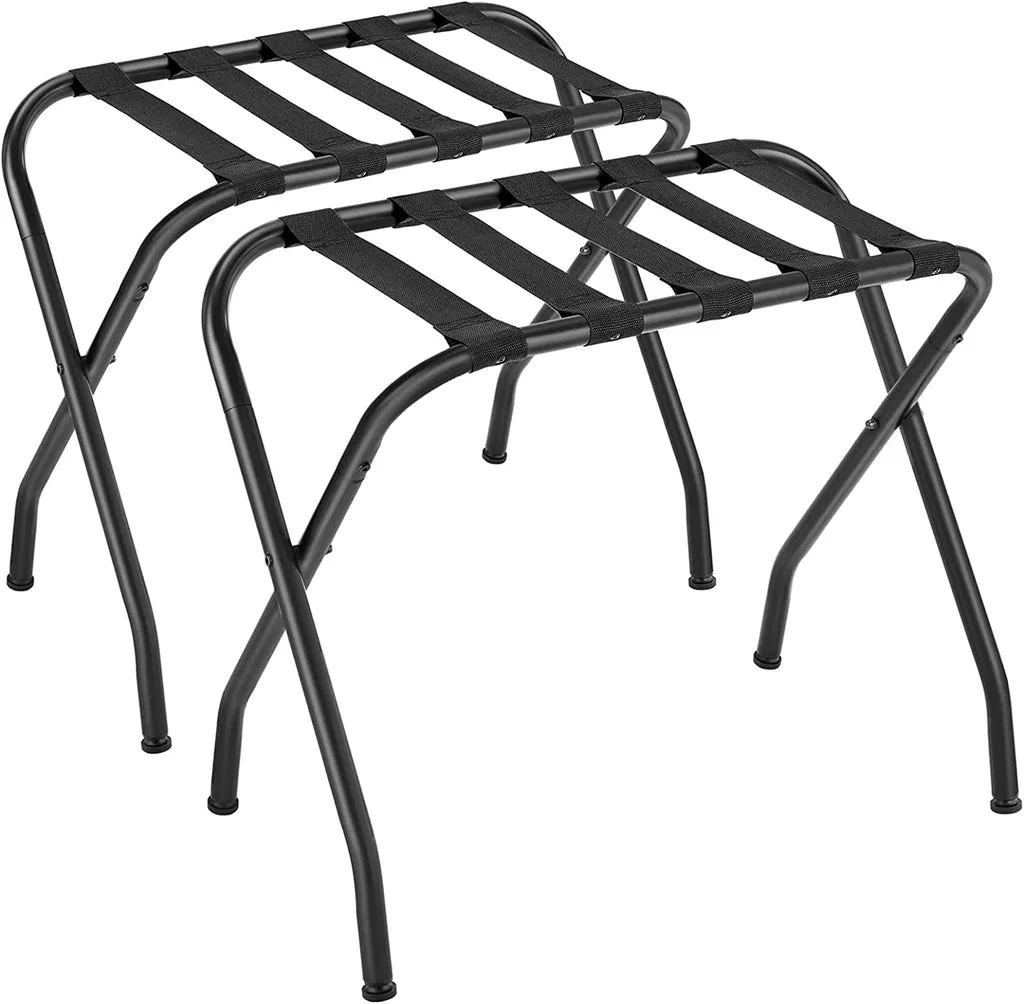 Foldable Steel Luggage Racks with Adjustable Feet (2-Pack)