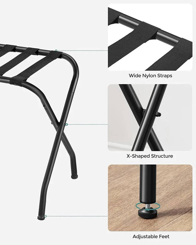 Foldable Steel Luggage Racks with Adjustable Feet (2-Pack)