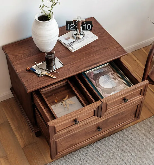 FULLY ASSEMBLED 3-DRAWER SOLID WOOD NIGHTSTAND WALNUT