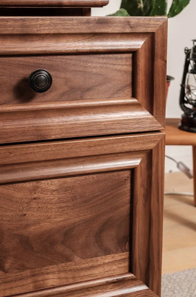 FULLY ASSEMBLED 3-DRAWER SOLID WOOD NIGHTSTAND WALNUT