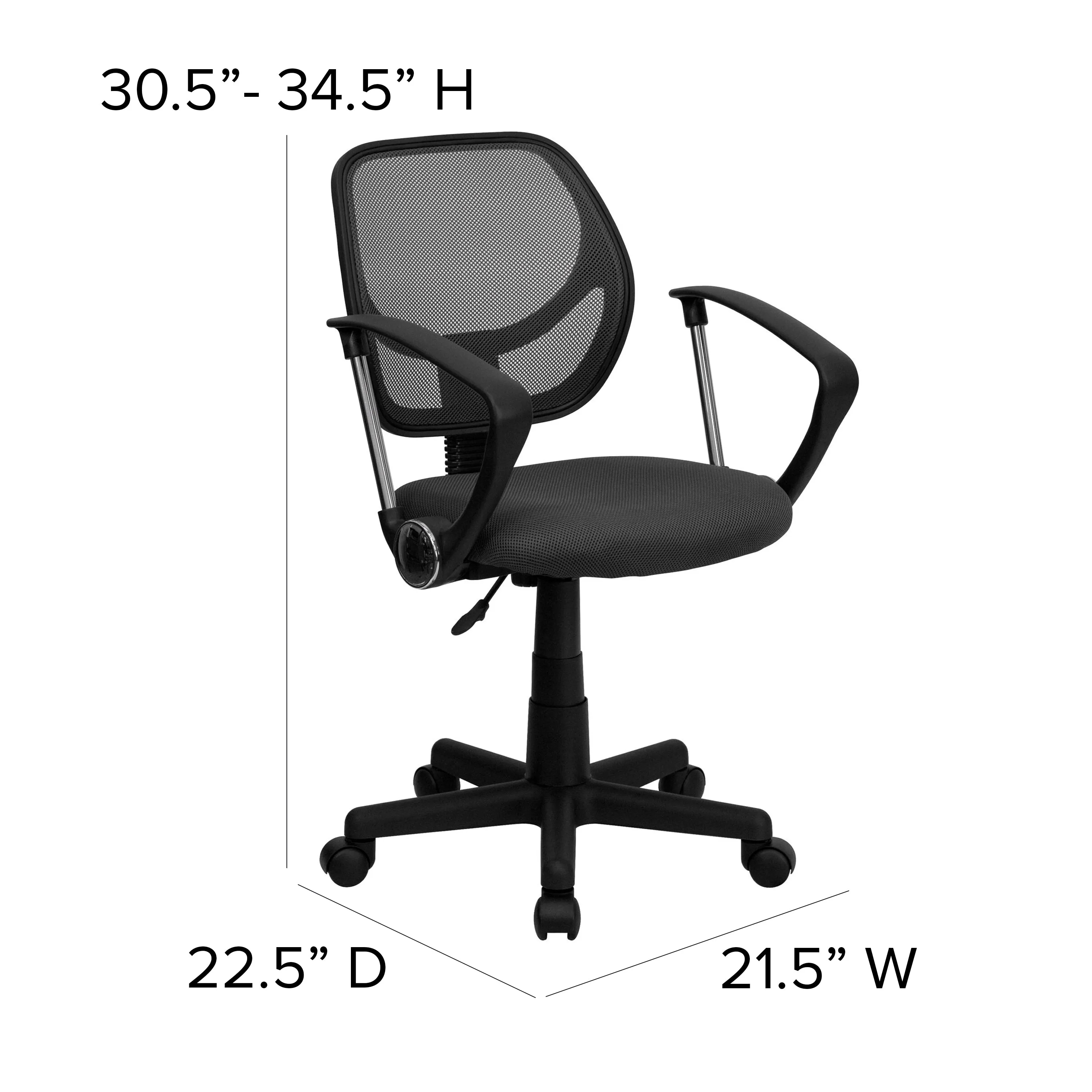 Gray Low Back Task Chair WA-3074-GY-A-GG