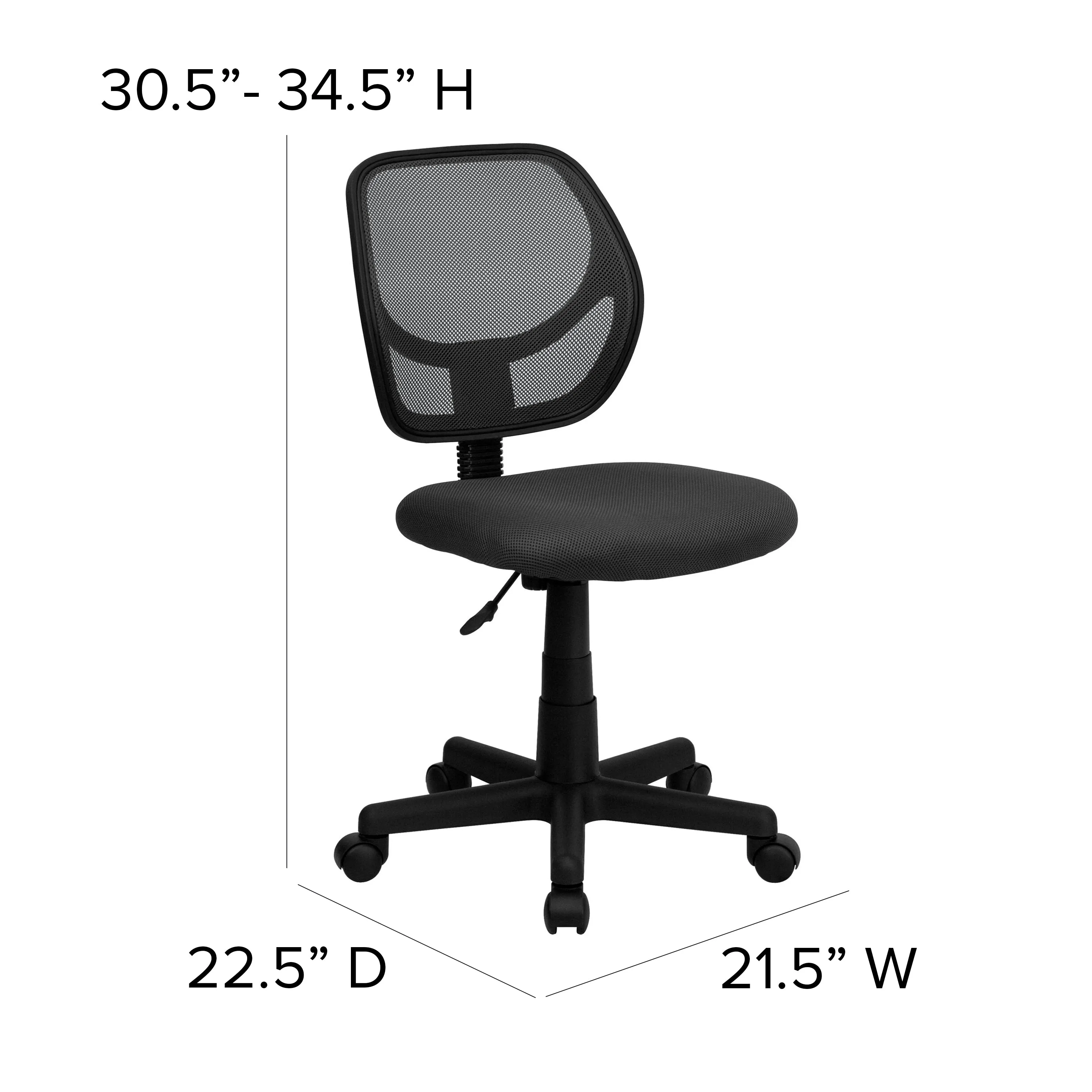 Gray Low Back Task Chair WA-3074-GY-GG