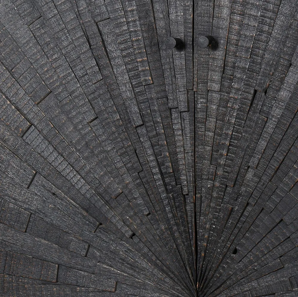 Grey Sunburst Textured Mango Wood Cabinet