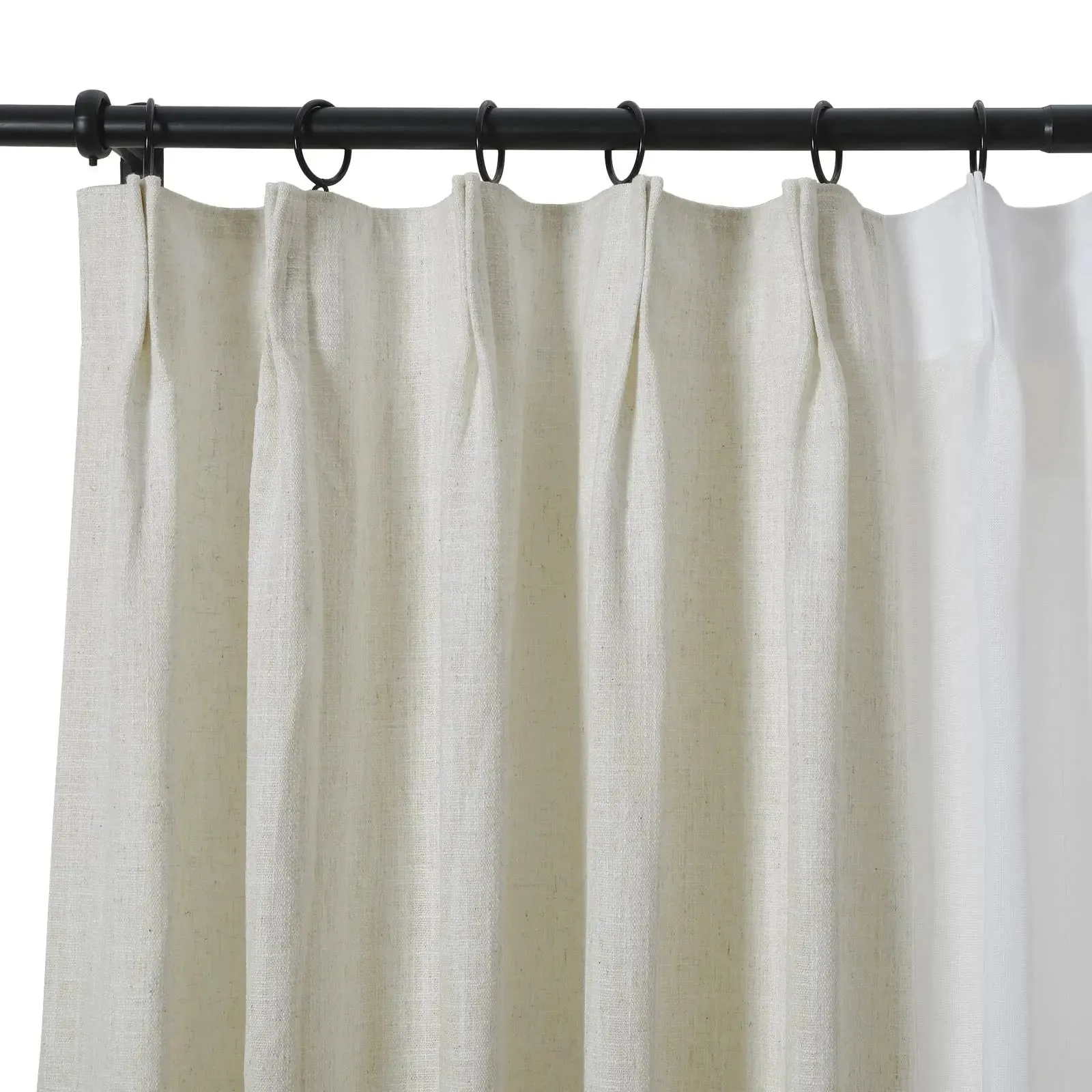 Half Sheer Linen Drapery Pleated (Sold per Pair)