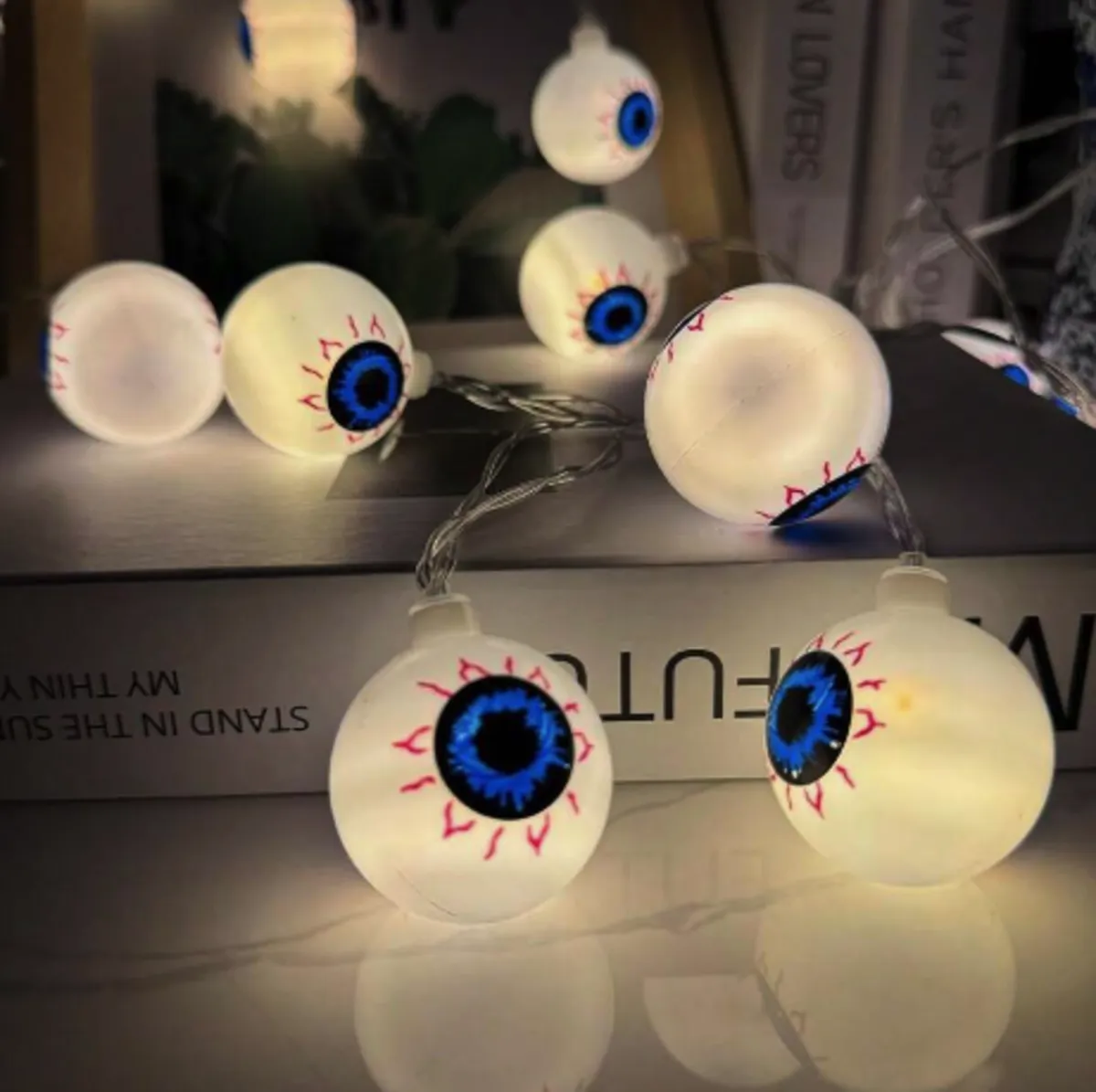 Halloween LED String Lights Pumpkin, Ghost, Eyeball, Cat, Skull, and Spider LED Decorations for Indoor & Outdoor Halloween Decor (Eyeball)