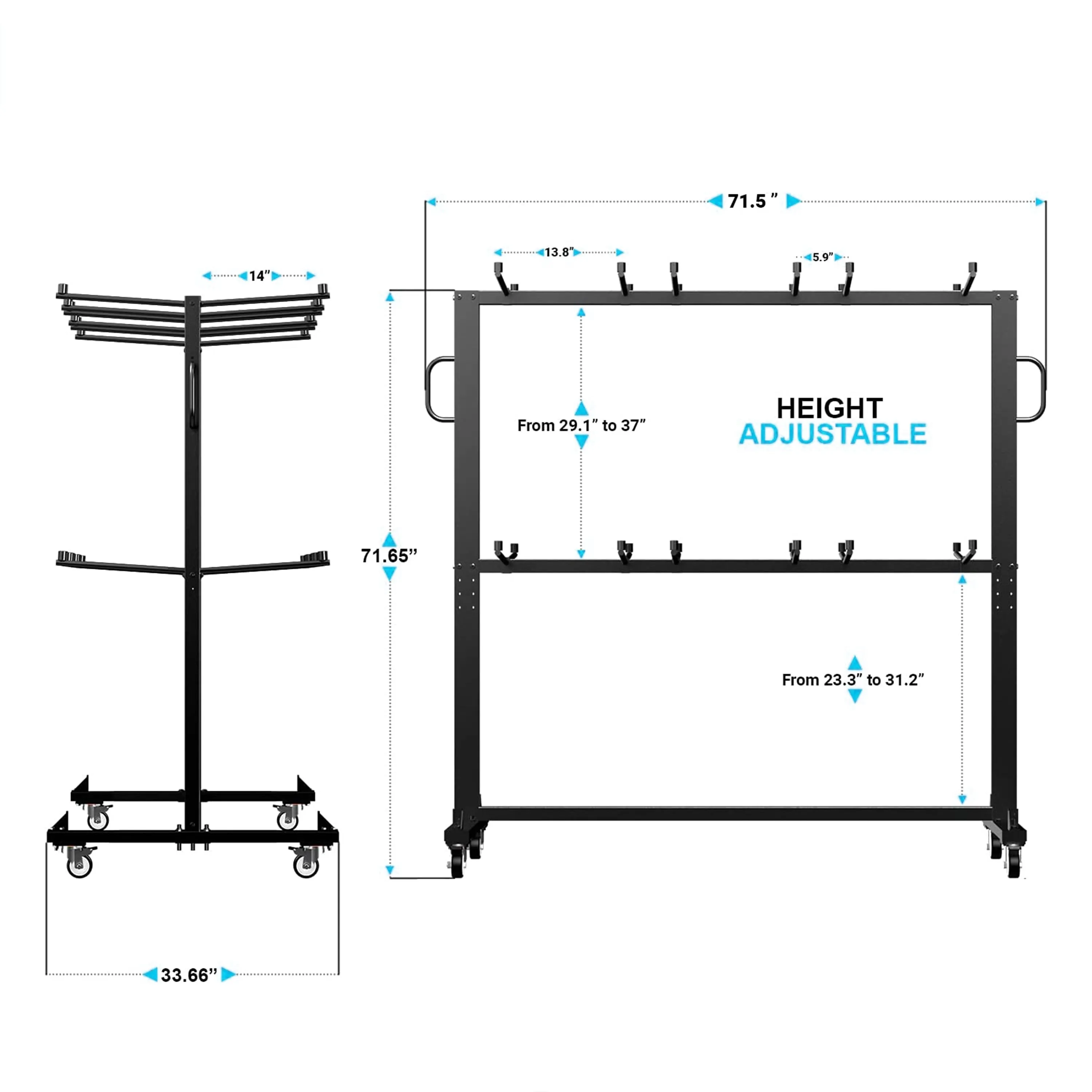 Hawkins Heavy Duty Folding Table and Chairs Mobile Cart-Locking Wheels, Outdoor Cover, 84 Folding Chairs or 42 Chairs and 12 Tables Capacity