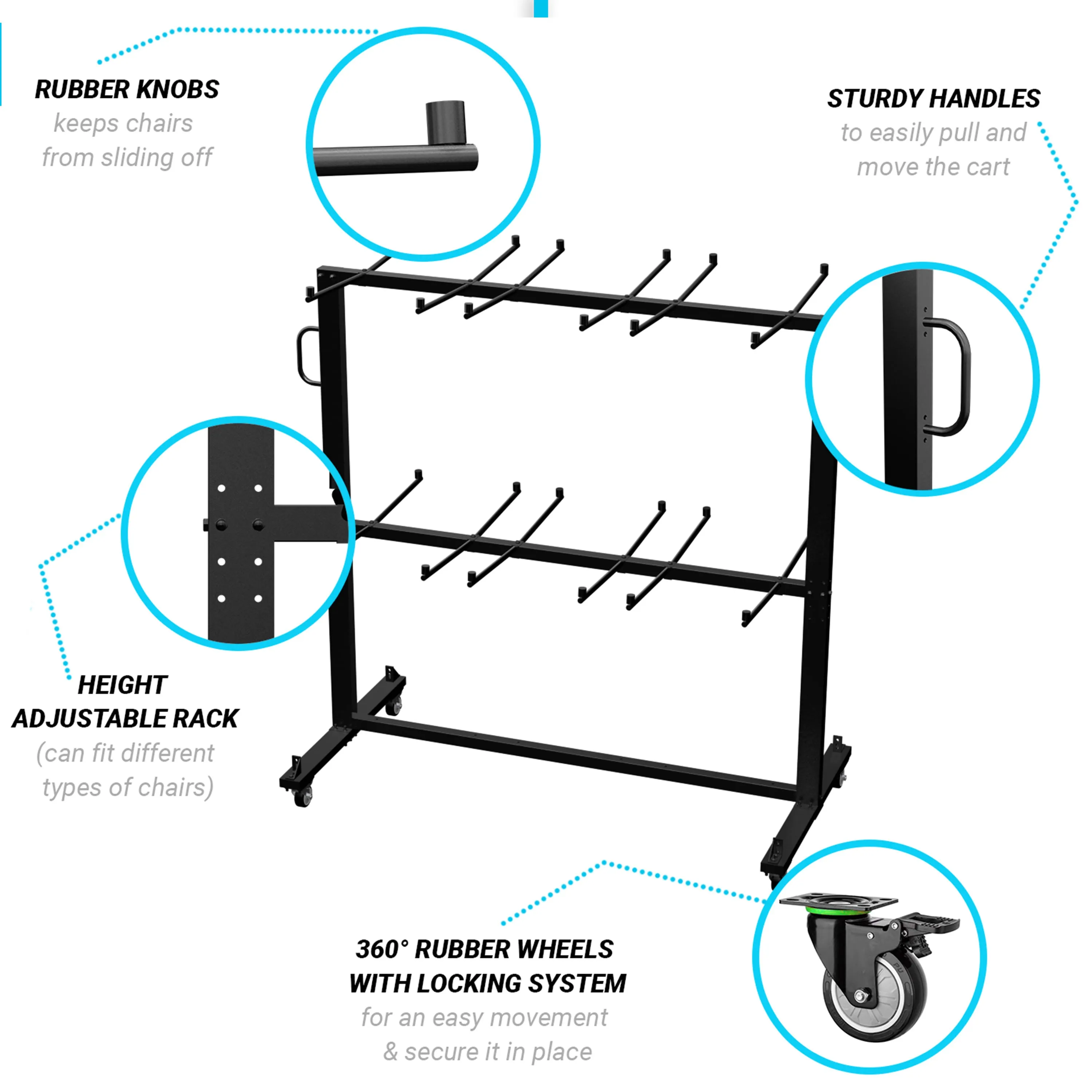 Hawkins Heavy Duty Folding Table and Chairs Mobile Cart-Locking Wheels, Outdoor Cover, 84 Folding Chairs or 42 Chairs and 12 Tables Capacity