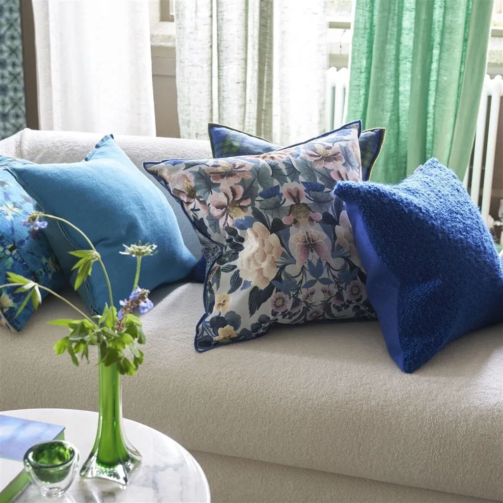 Ikebana Damask Slate Blue Decorative Pillow by Designers Guild