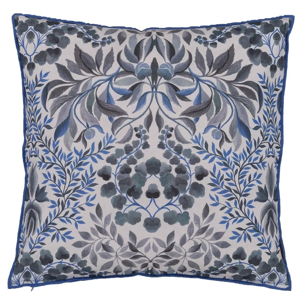 Ikebana Damask Slate Blue Decorative Pillow by Designers Guild