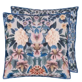 Ikebana Damask Slate Blue Decorative Pillow by Designers Guild