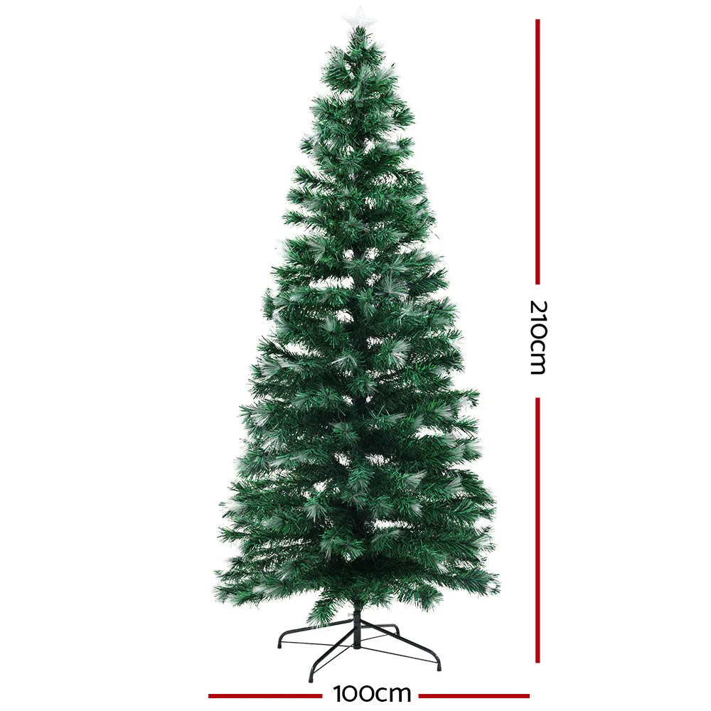 Jollys Christmas Tree 2.1M 7FT LED Xmas Multi Colour Lights Optic Fibre