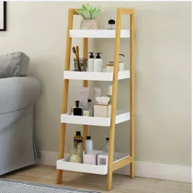 Kassi 4-Tier Bamboo Ladder Box Shelving Unit