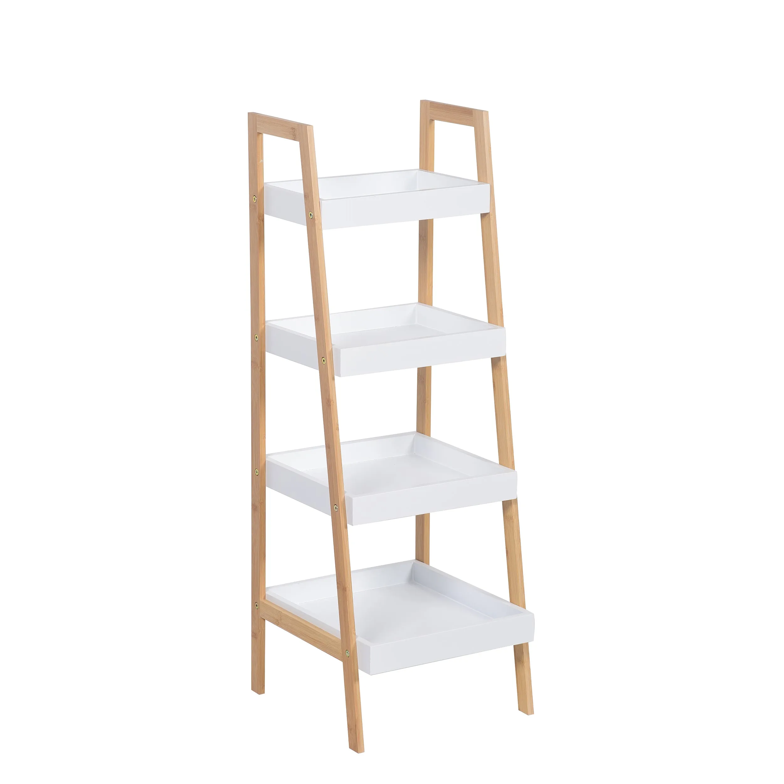 Kassi 4-Tier Bamboo Ladder Box Shelving Unit