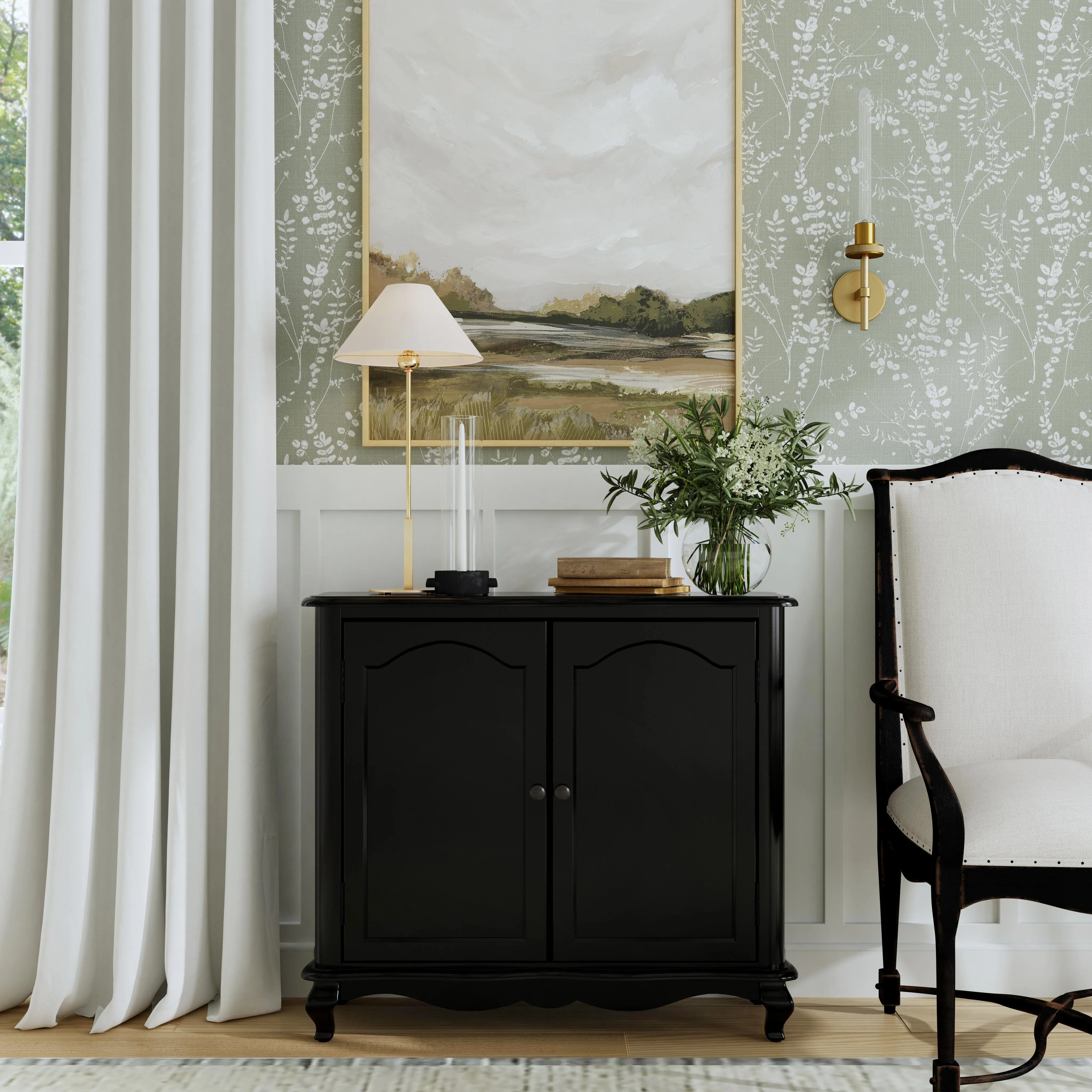 Leyden European Accent Cabinet in Black  1737111