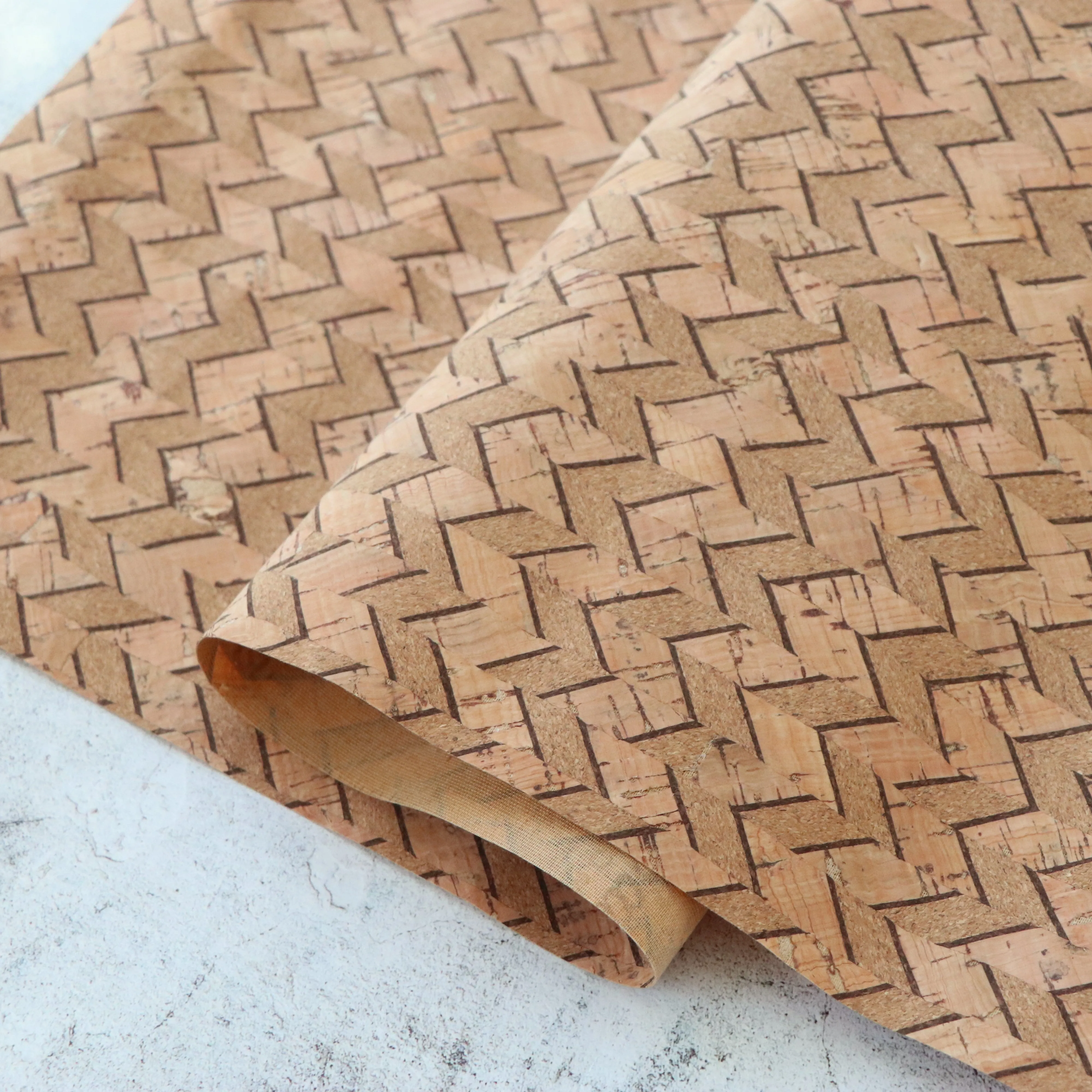 Lite Natural Chevron Cork Fabric