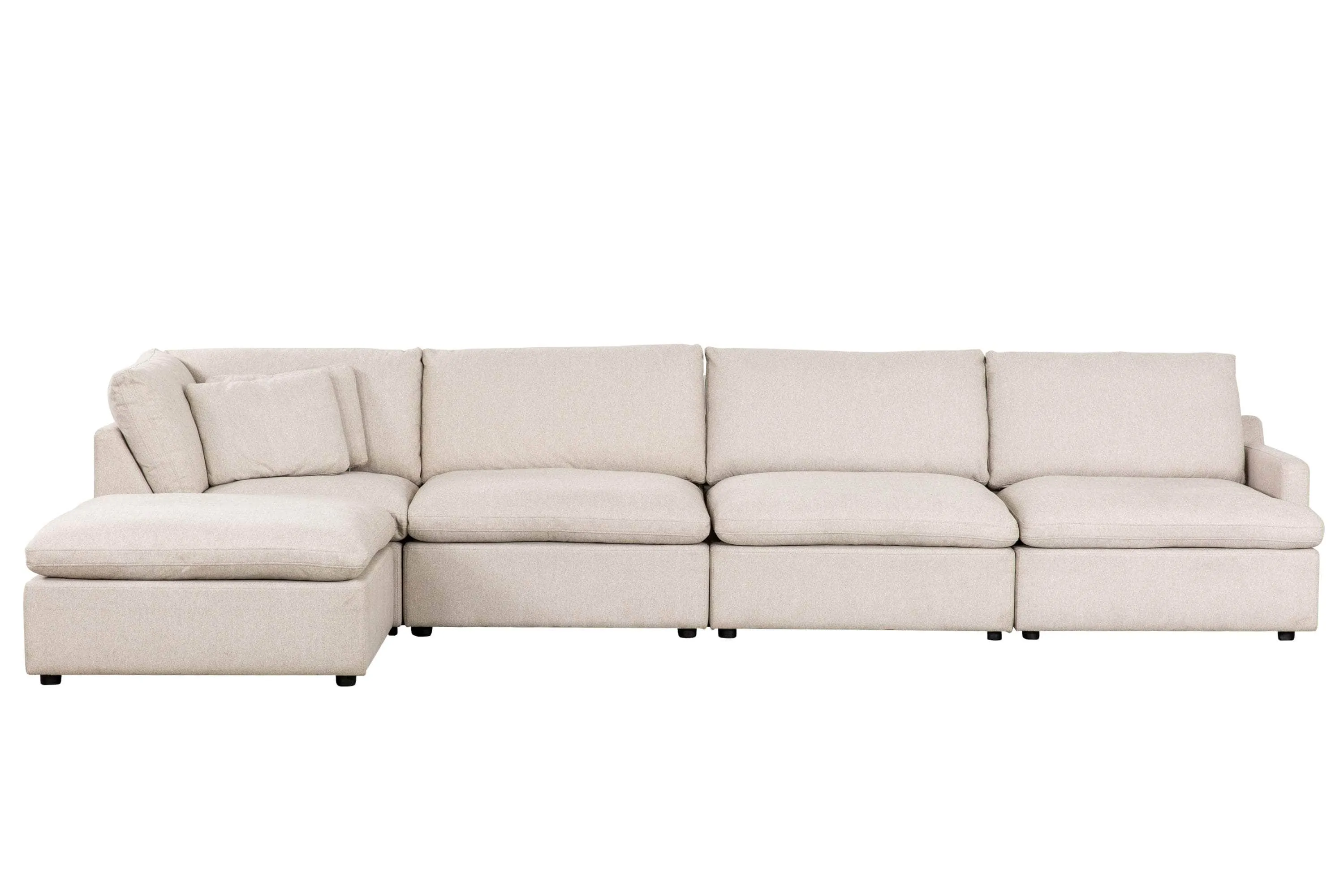 Long Beach Modular L-Shaped Sectional Sofa with Ottoman in Axel Beige