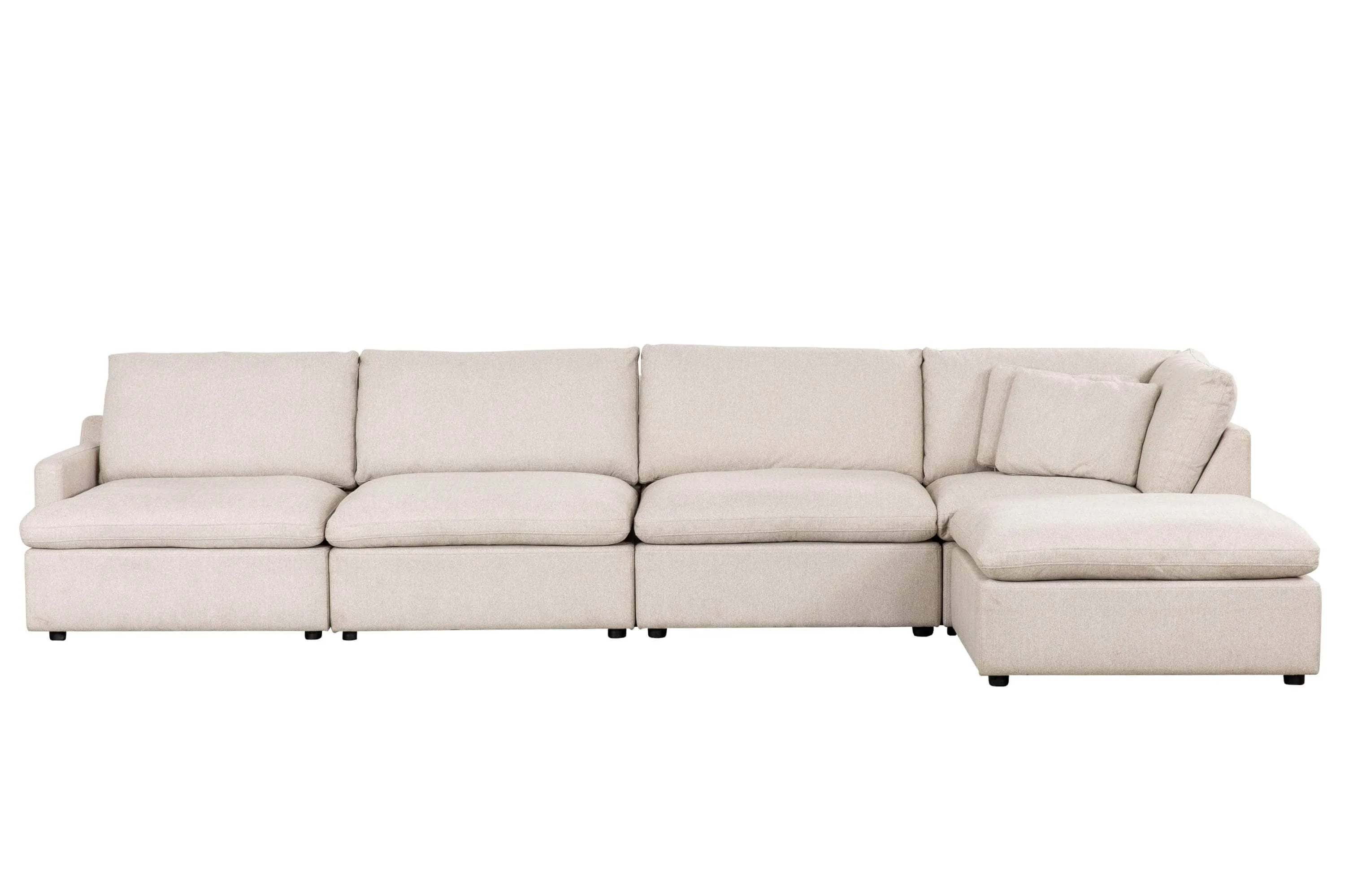 Long Beach Modular L-Shaped Sectional Sofa with Ottoman in Axel Beige