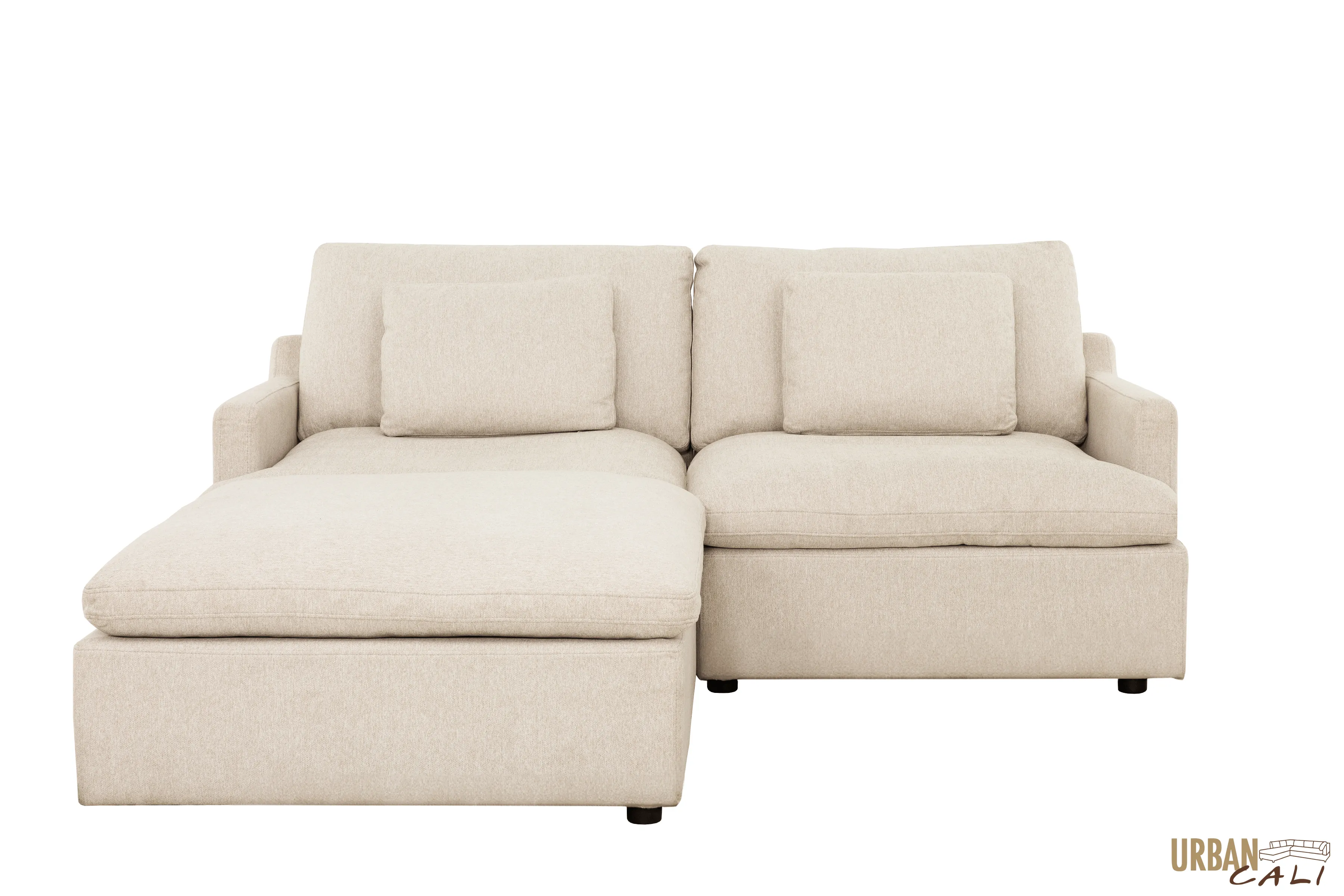 Long Beach Small Modular Sectional Sofa with Ottoman in Axel Beige