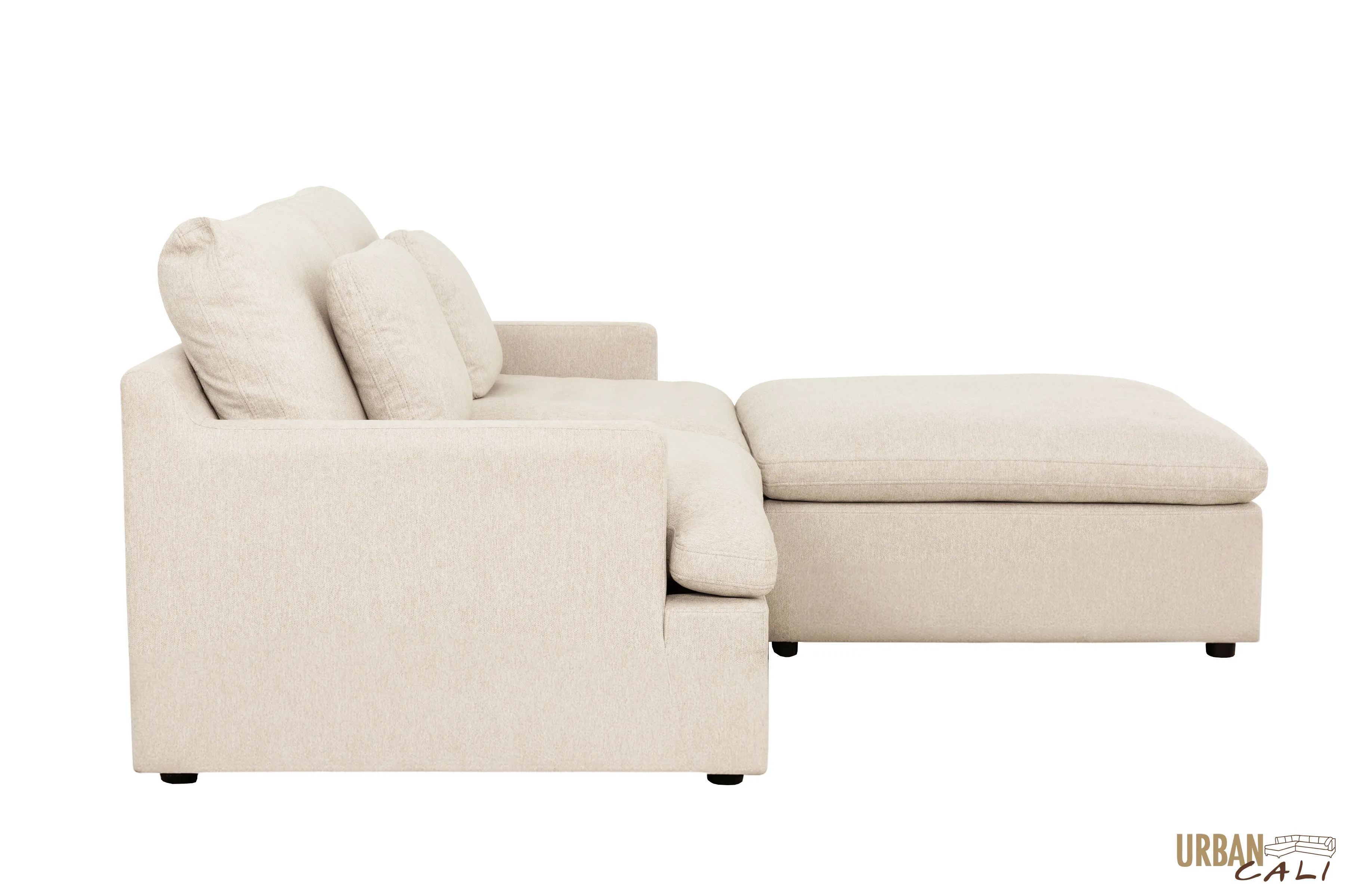 Long Beach Small Modular Sectional Sofa with Ottoman in Axel Beige