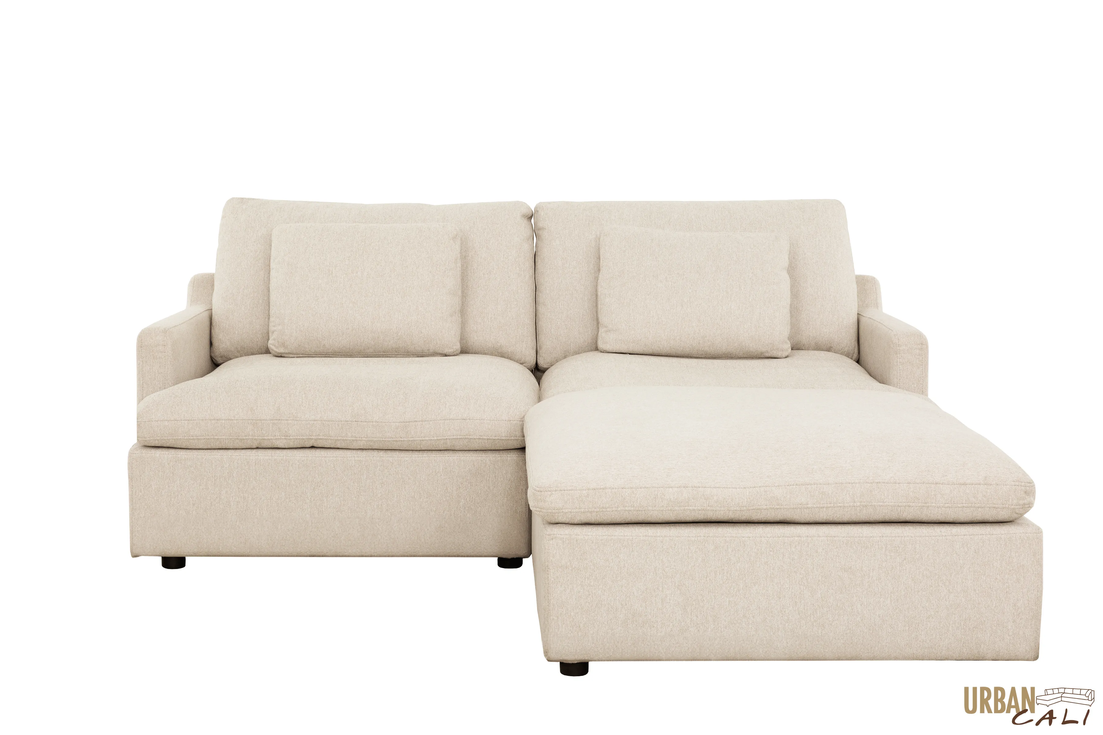 Long Beach Small Modular Sectional Sofa with Ottoman in Axel Beige